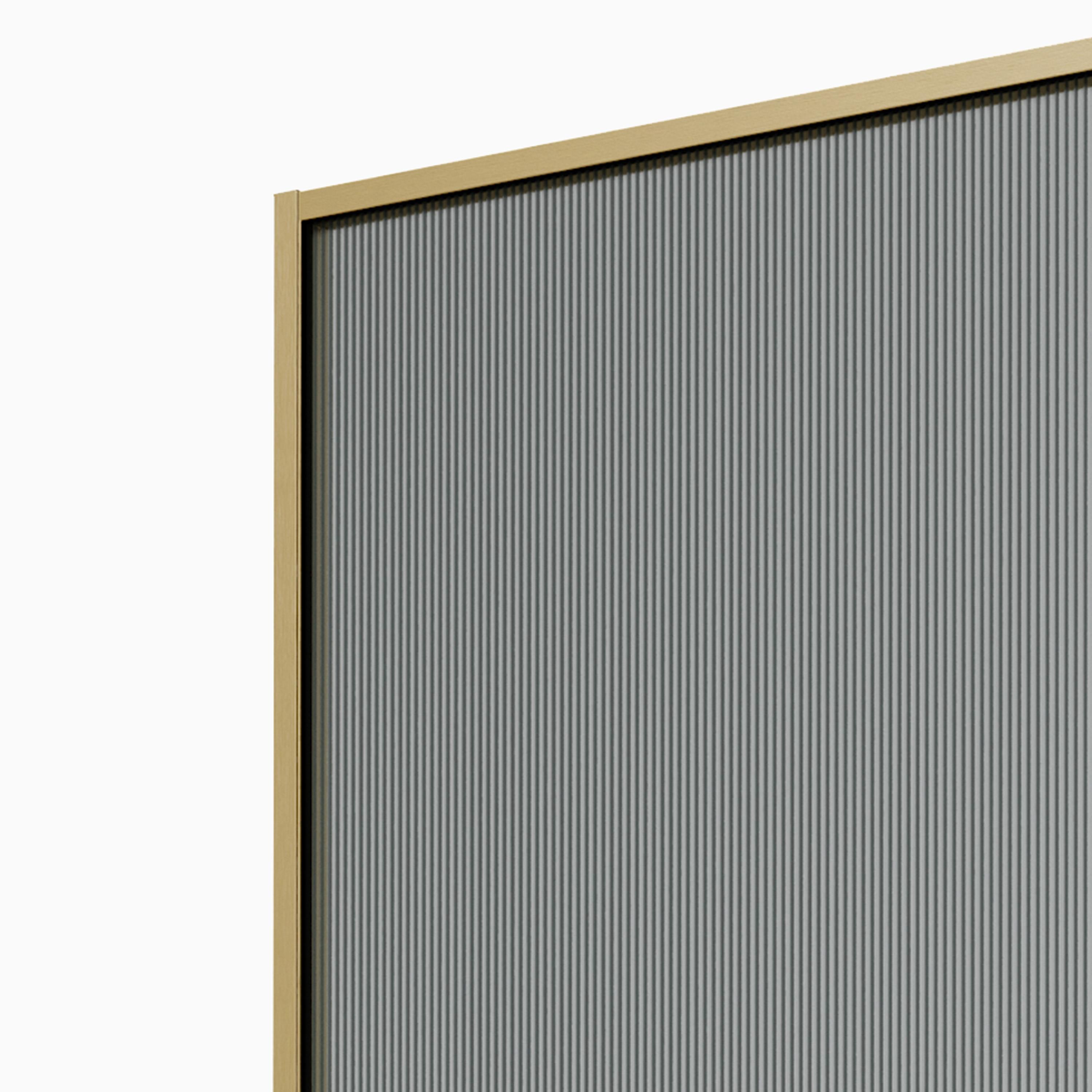 Aqualux AQ PRO Brushed Brass Fluted Single Wet room glass screen (H)200cm (W)120cm