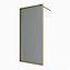 Aqualux AQ PRO Brushed Brass Single Wet room glass screen (H)200cm (W)120cm
