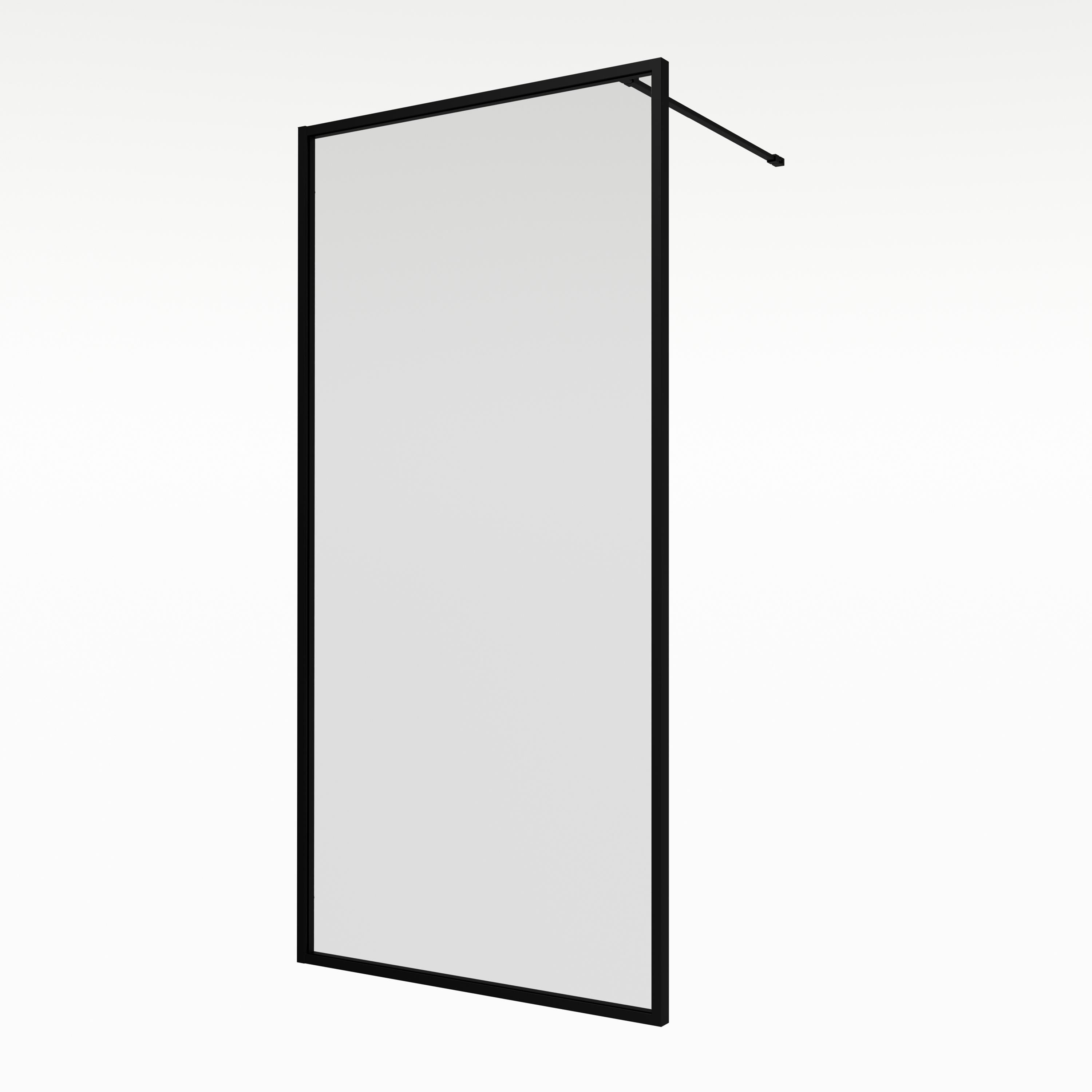 Aqualux AQ PRO Matt Black Clear Single Wet room glass screen (H)200cm (W)100cm