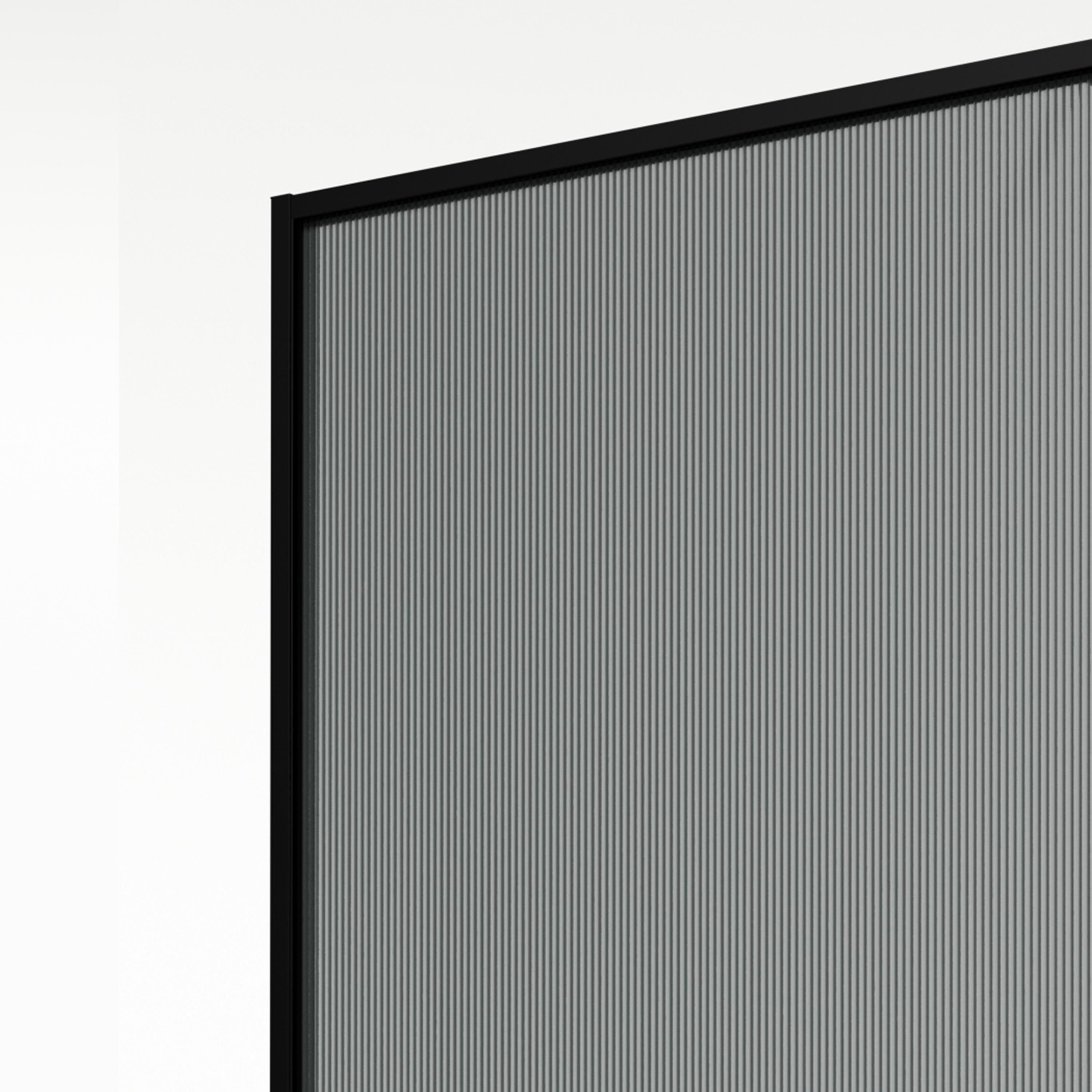 Aqualux AQ PRO Matt Black Fluted Single Wet room glass screen (H)200cm (W)100cm