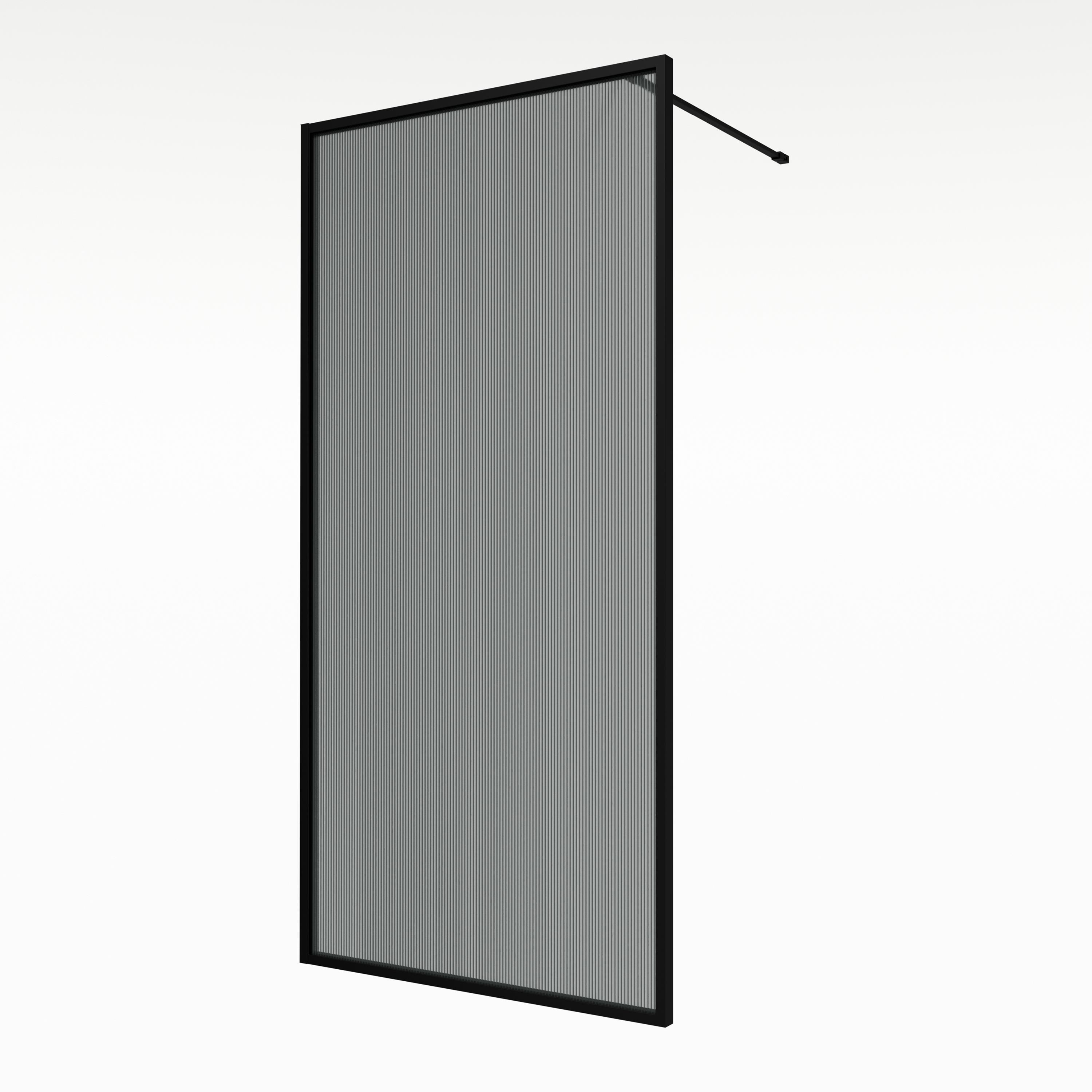 Aqualux AQ PRO Matt Black Fluted Single Wet room glass screen (H)200cm (W)90cm