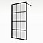 Aqualux AQ PRO Matt Black Single Wet room glass screen (H)200cm (W)90cm