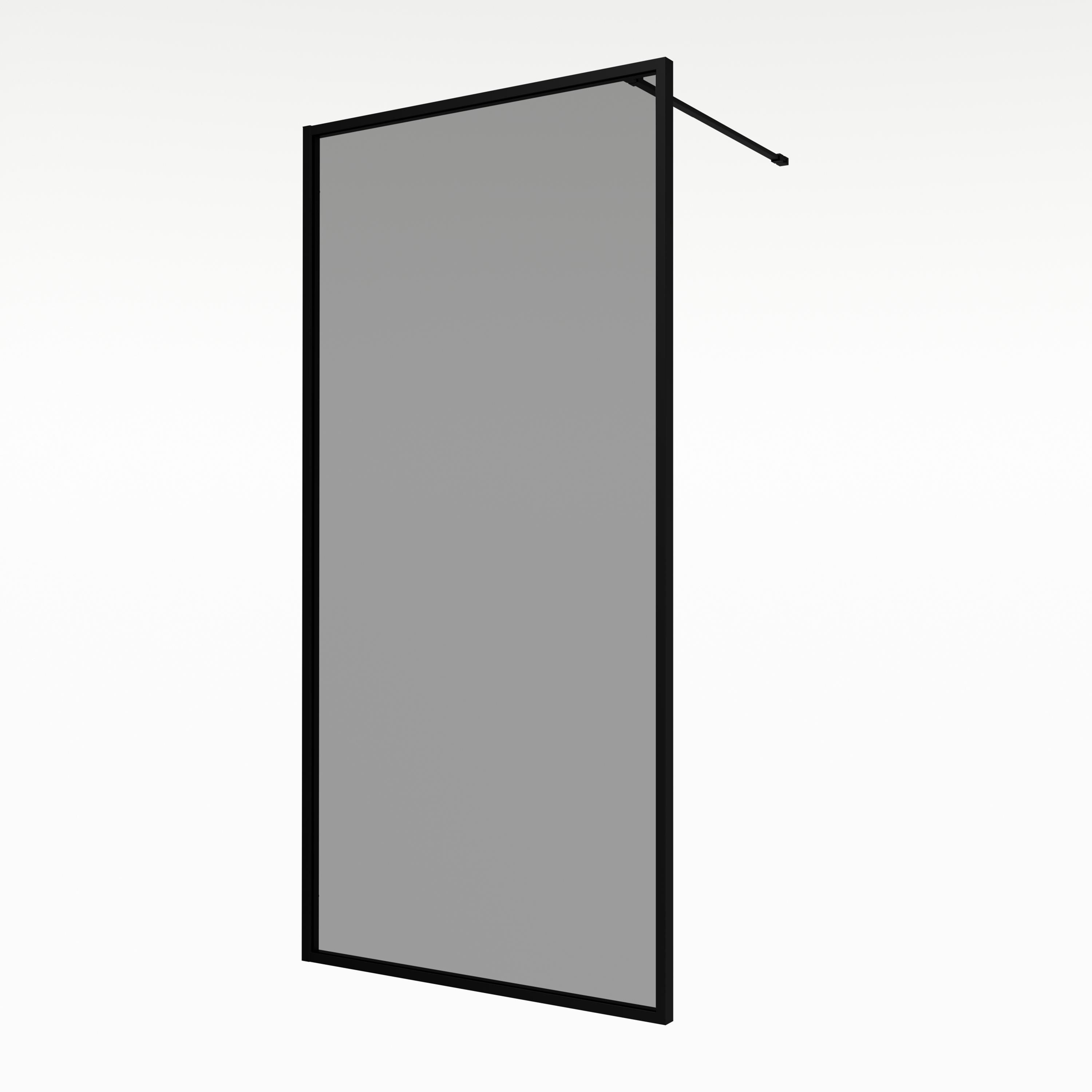 Aqualux AQ PRO Matt Black Smoked Single Wet room glass screen (H)200cm (W)100cm