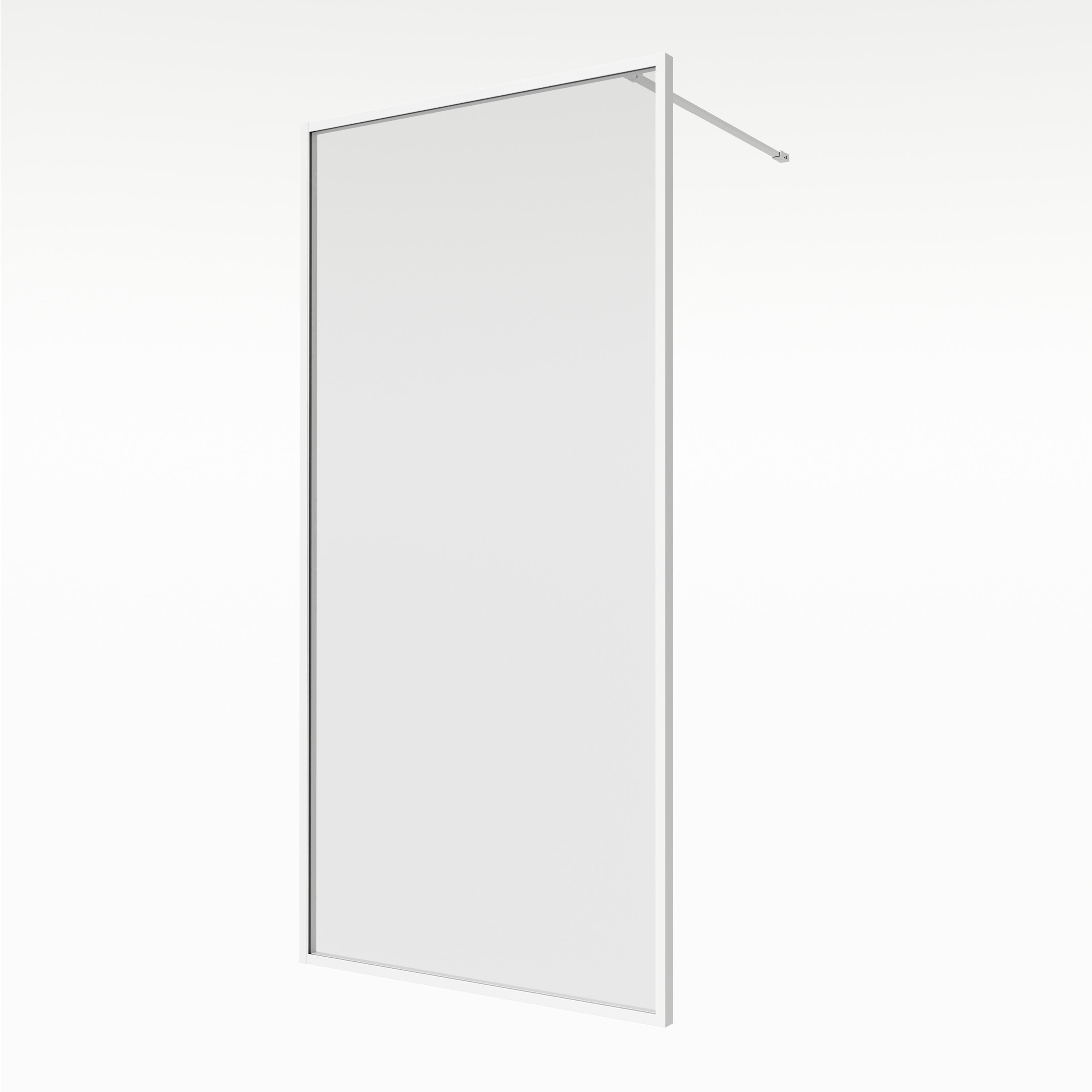 Aqualux AQ PRO Matt White Clear Single Wet room glass screen (H)200cm (W)80cm