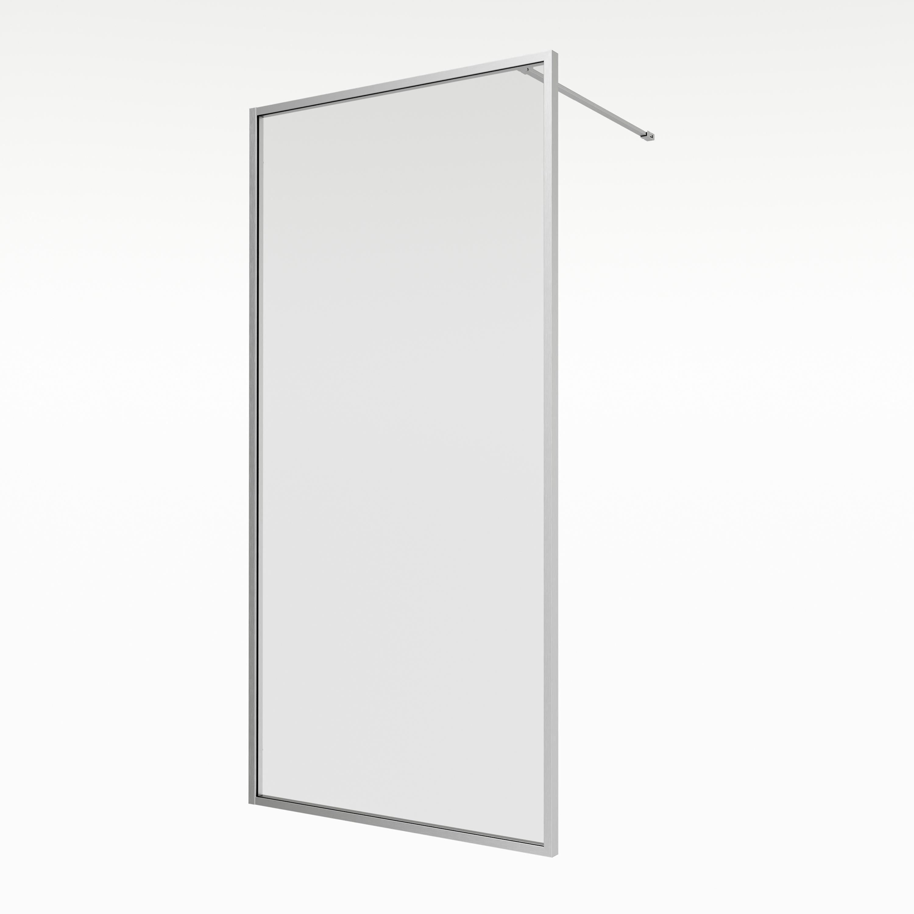 Aqualux AQ PRO Polished Silver Clear Single Wet room glass screen (H)200cm (W)120cm