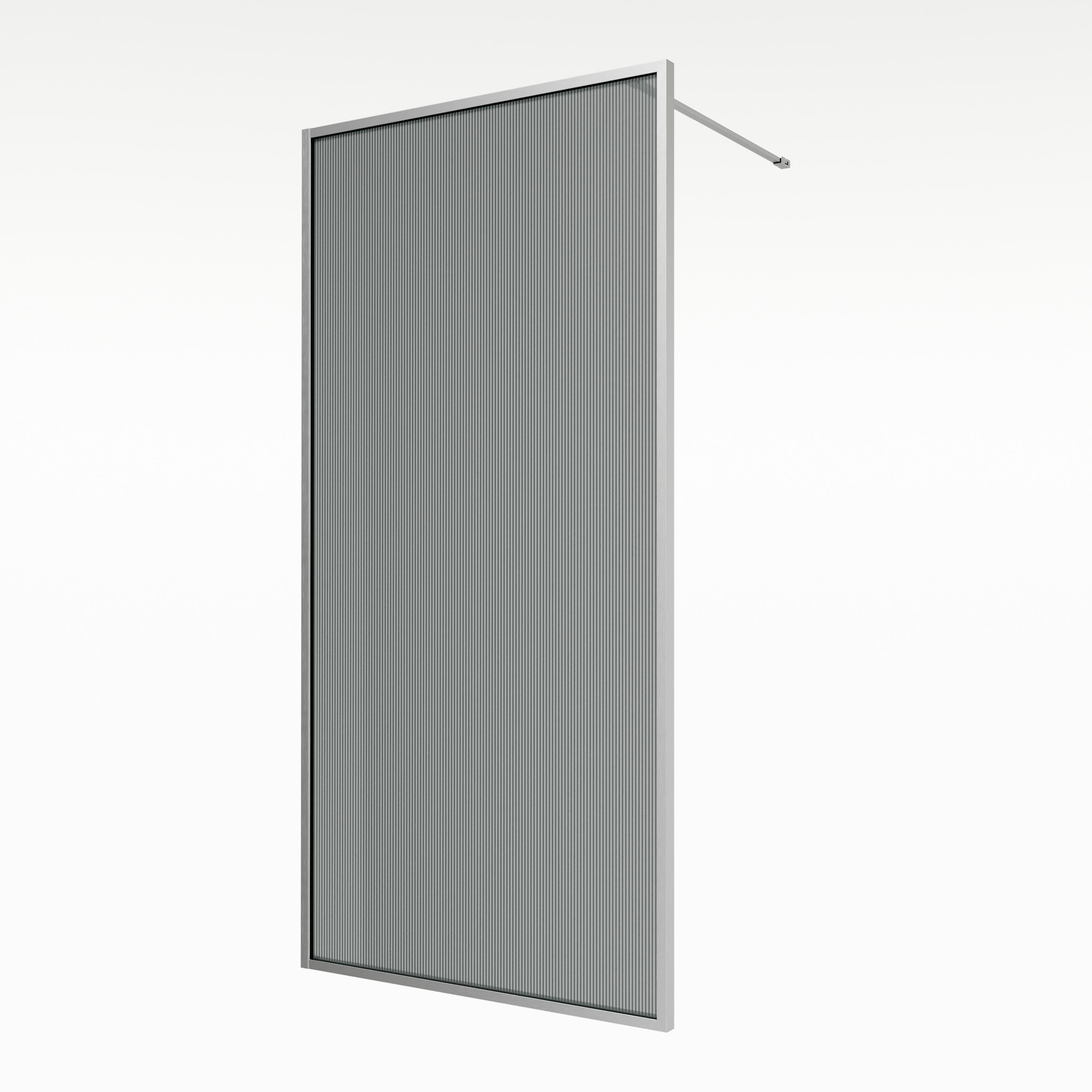 Aqualux AQ PRO Polished Silver Fluted Single Wet room glass screen (H)200cm (W)100cm