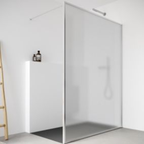 Aqualux AQ PRO Polished Silver Fluted Single Wet room glass screen (H)200cm (W)100cm