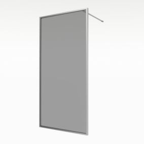 Aqualux AQ PRO Single Polished Silver frame Smoked Wet room glass screen 200cm(H) x 90cm(W)