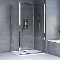Aqualux Edge 6 Clear Silver effect Left or right Rectangular Shower enclosure with Sliding door (W)120cm (D)90cm
