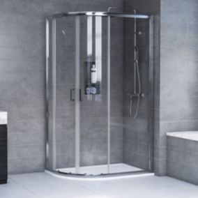 Aqualux Edge 6 Quad Clear glass Silver effect Left or right Shower enclosure with Corner entry double sliding door (W)80cm (D)120cm