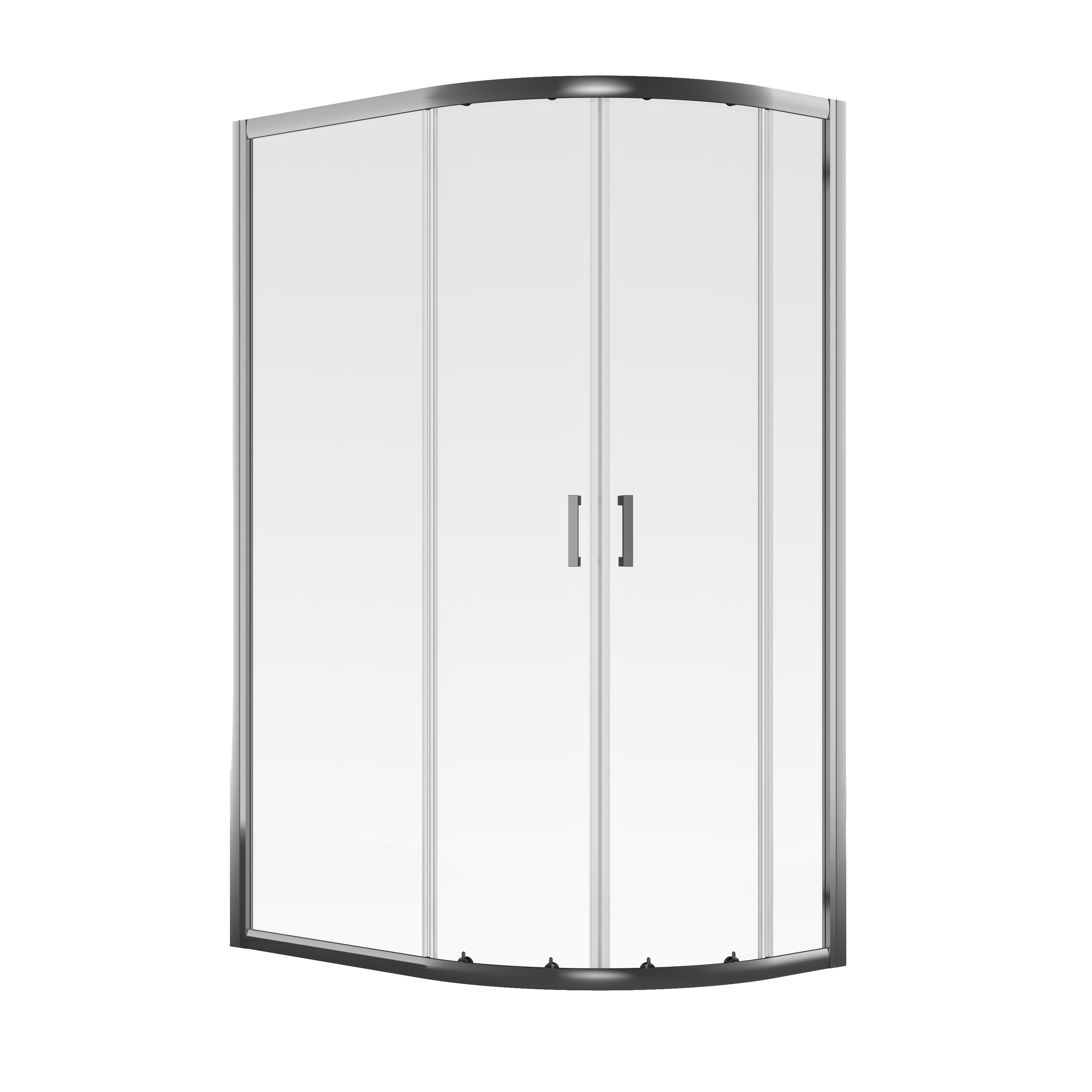 Aqualux Edge 6 Quad Clear glass Silver effect Offset quadrant Shower enclosure - Double sliding doors (W)80cm (D)100cm