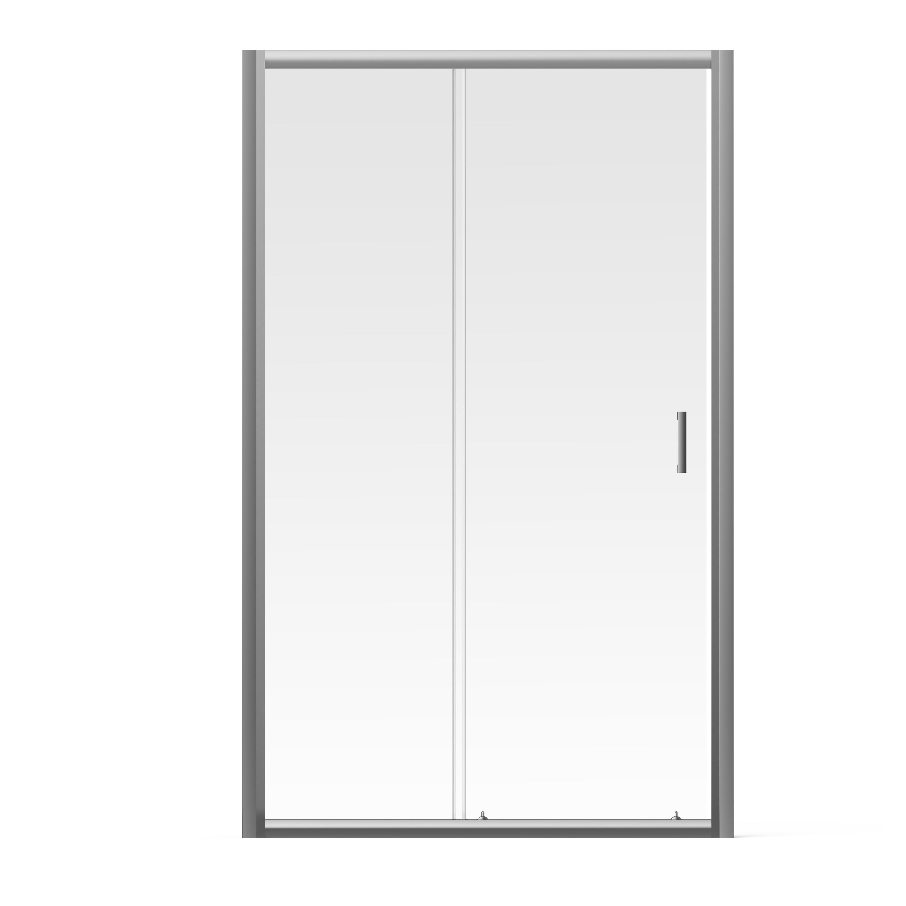 Aqualux Edge 6 Semi-framed Silver effect Clear glass Sliding Shower Door (H)193.5cm (W)120cm