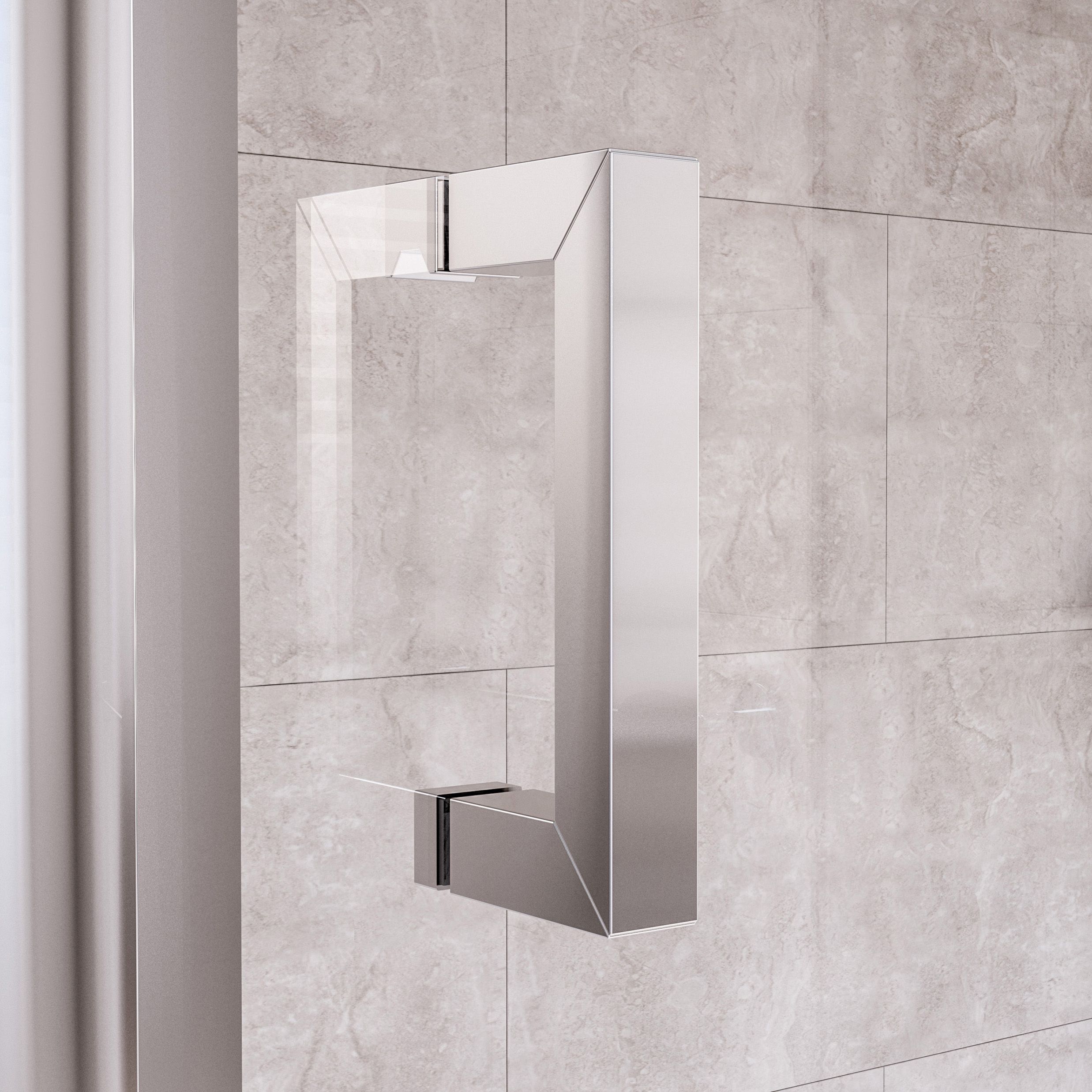 Aqualux Edge 8 Semi-framed Silver effect Clear glass Sliding Shower Door (H)203.5cm (W)100cm
