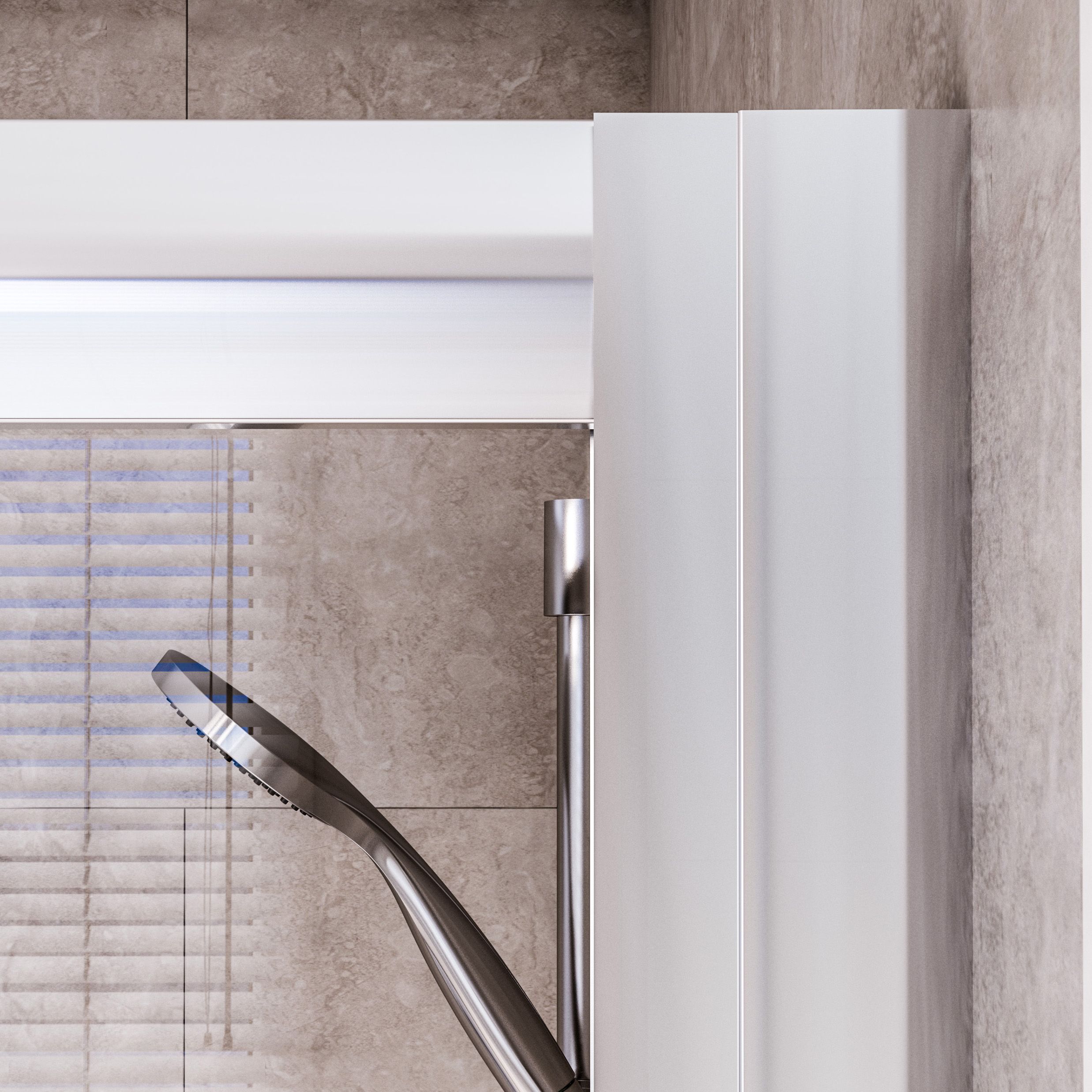 Aqualux Edge 8 Semi-framed Silver effect Clear glass Sliding Shower Door (H)203.5cm (W)140cm