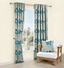 Araxa Duck egg & taupe Leaves jacquard Lined Eyelet Curtains (W)167cm (L)228cm, Pair