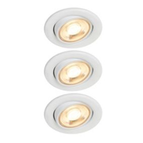 Arber Matt White Adjustable LED Fire-rated Warm & neutral Downlight 5W IP65, Pack of 6