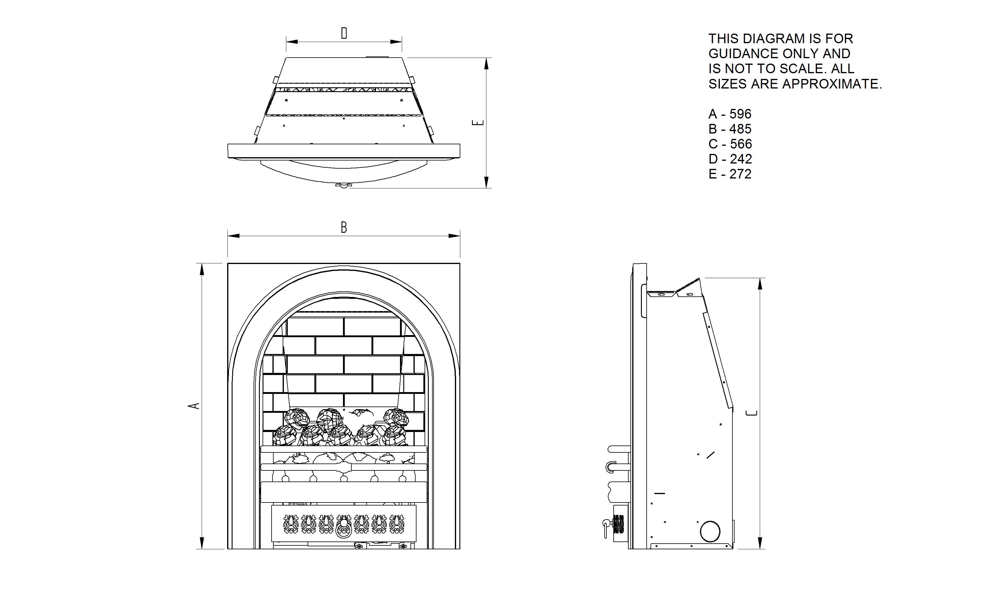 Arch Black Manual control Gas Fire