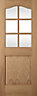 Arched 2 panel Patterned Glazed Internal Door, (H)1981mm (W)686mm (T)35mm