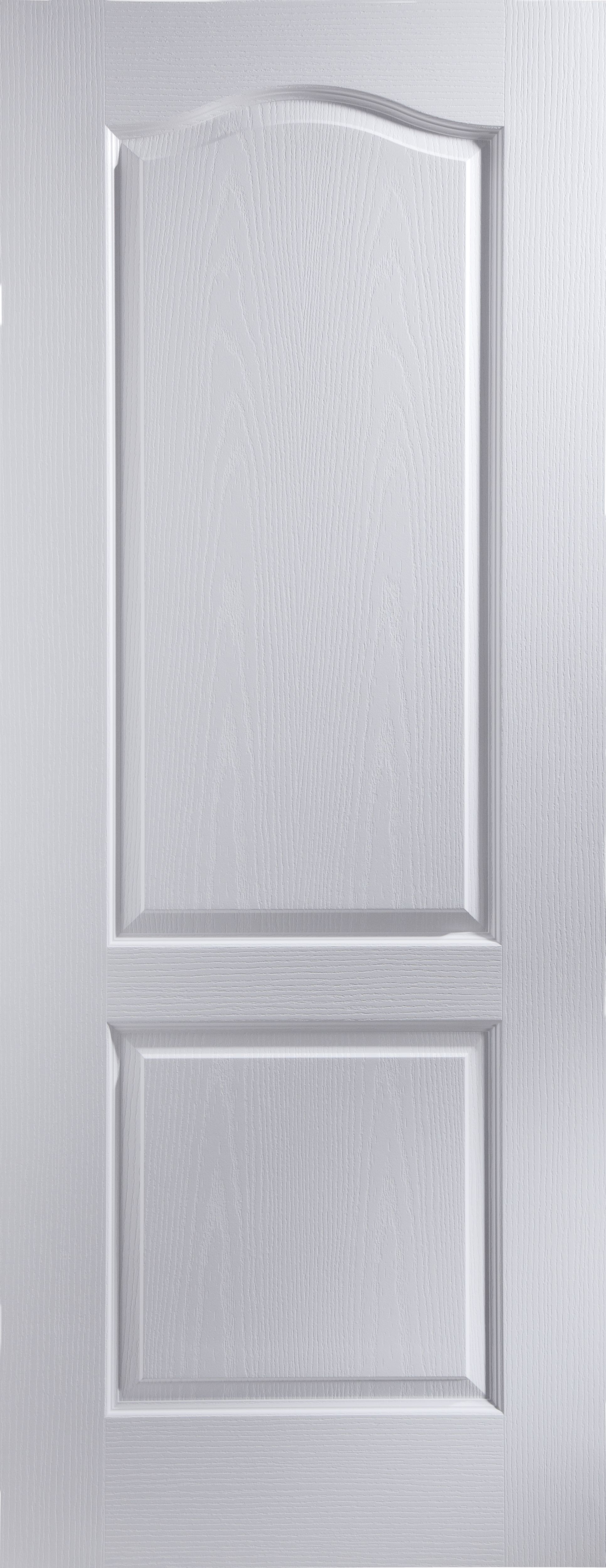 Arched 2 panel Unglazed Arched White Woodgrain effect Internal Door, (H)1981mm (W)838mm (T)35mm