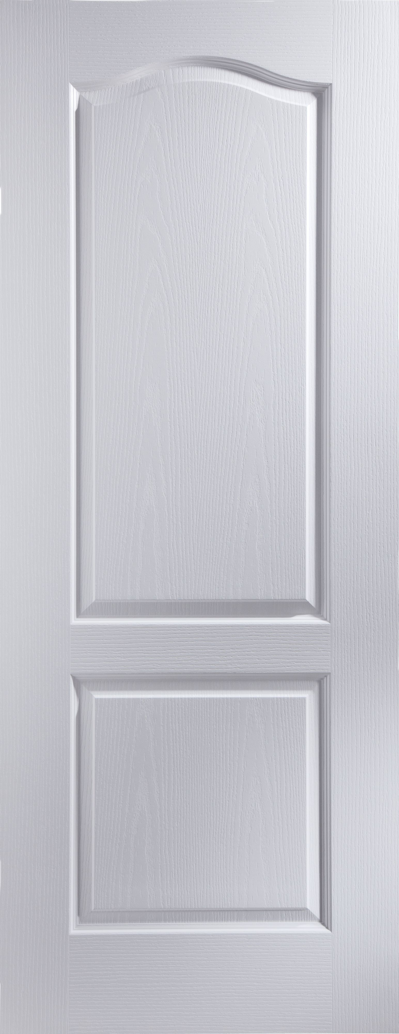 Arched 2 panel Unglazed Arched White Woodgrain effect Internal Door, (H)2032mm (W)813mm (T)35mm