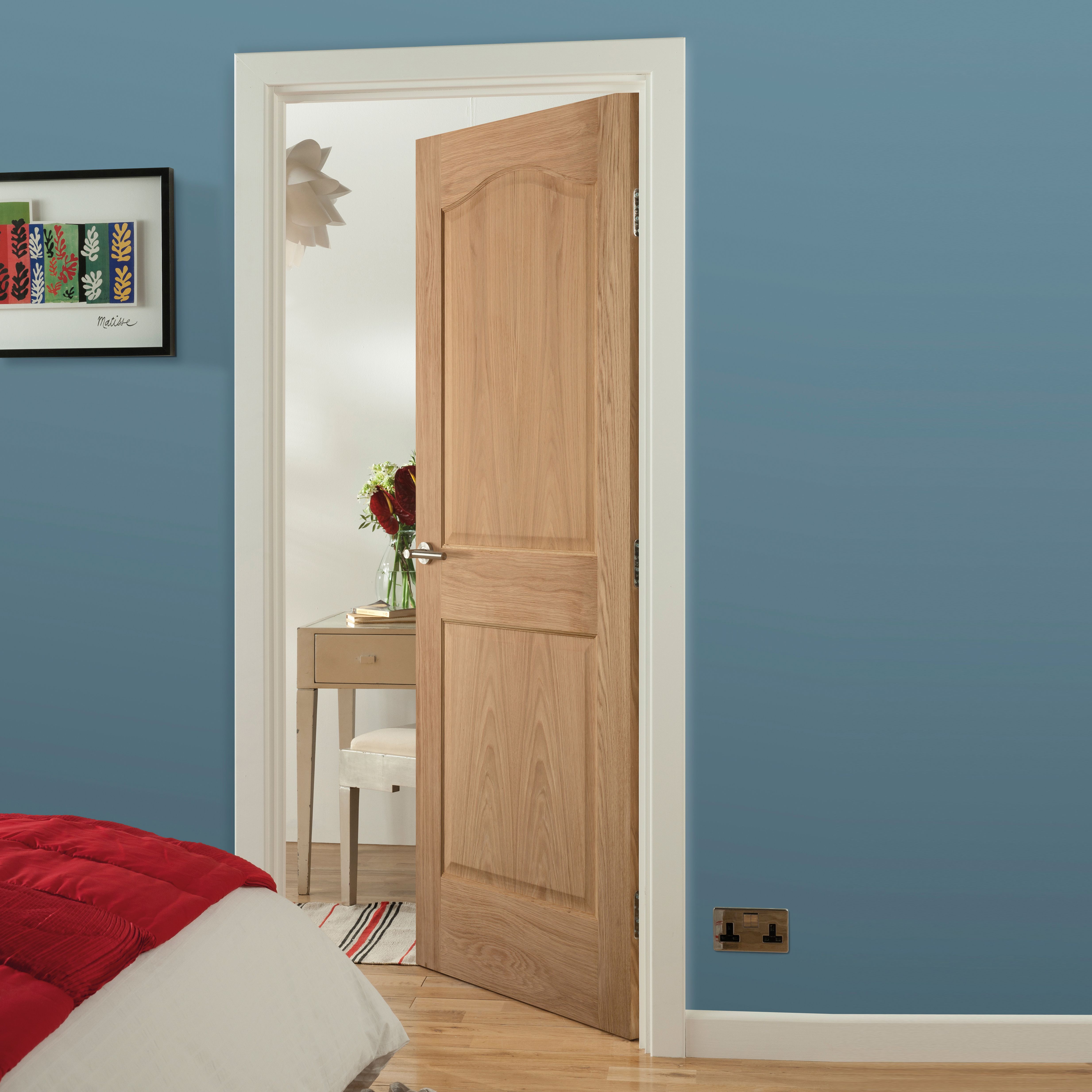 Arched 2 panel Unglazed Oak veneer Internal Door, (H)1981mm (W)838mm (T)35mm