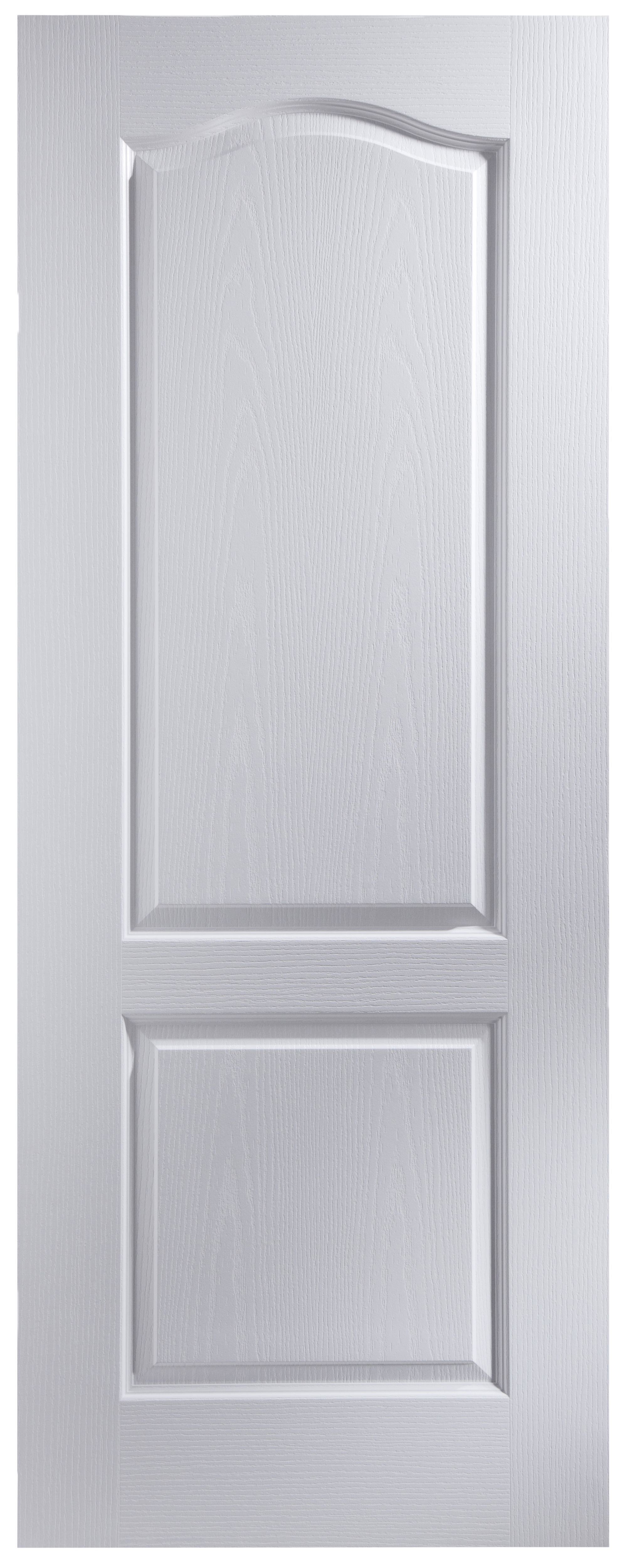Arched 2 panel Unglazed White Woodgrain effect Internal Fire door, (H)1981mm (W)686mm (T)35mm
