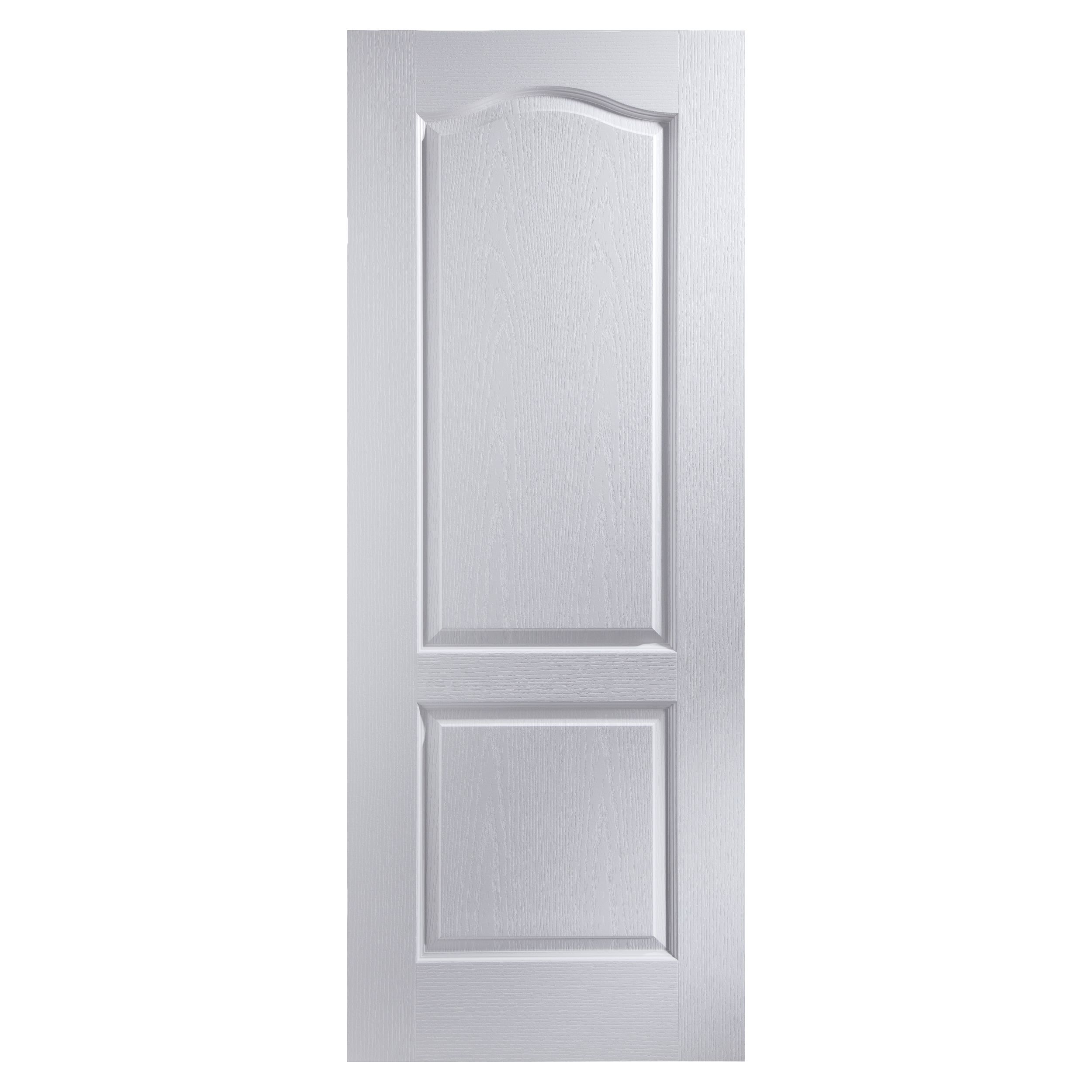 Arched 2 panel Unglazed White Woodgrain effect Internal Fire door, (H)1981mm (W)838mm (T)35mm