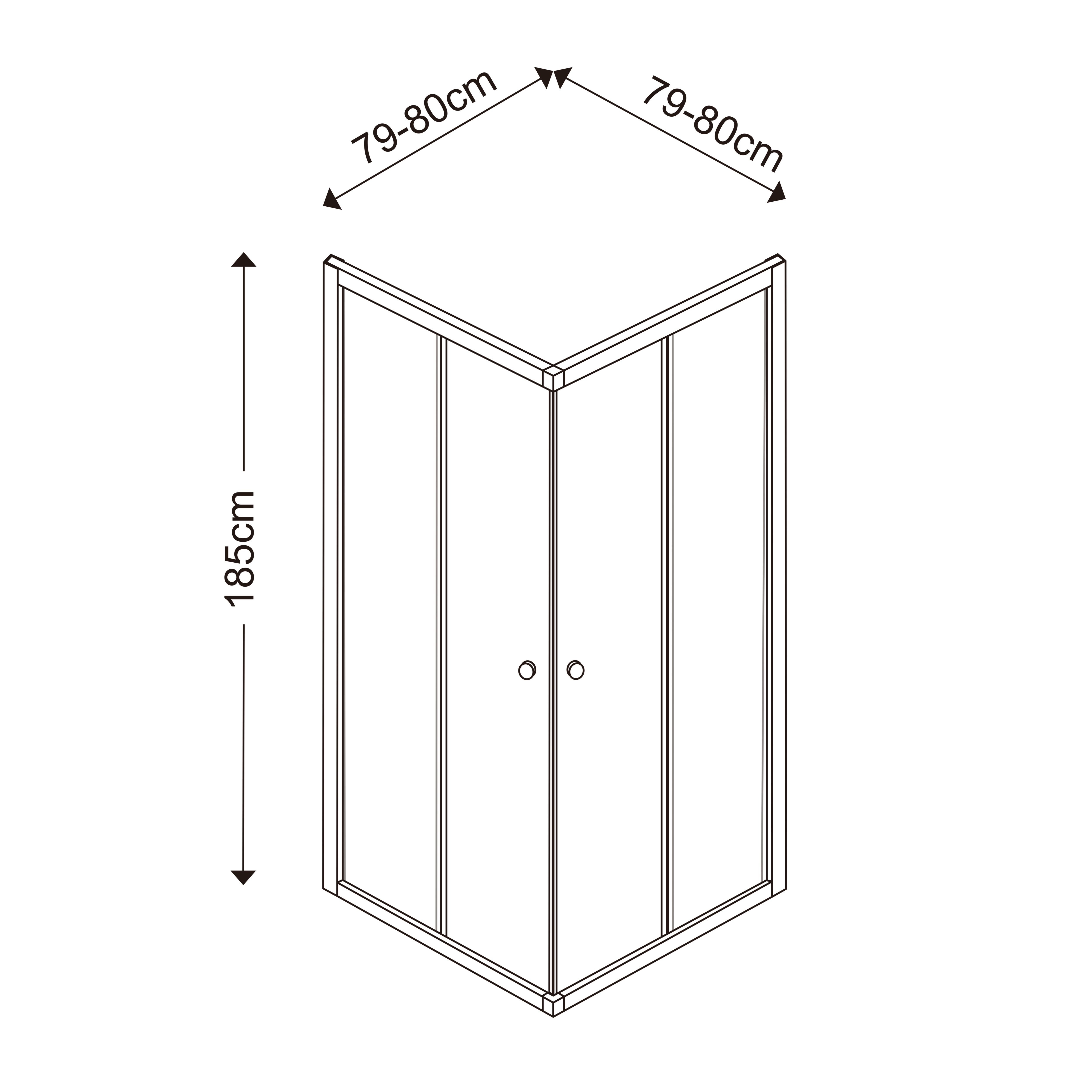 Arkell Framed Clear glass Silver effect Square Shower enclosure - Corner entry double sliding door (W)80cm (D)80cm
