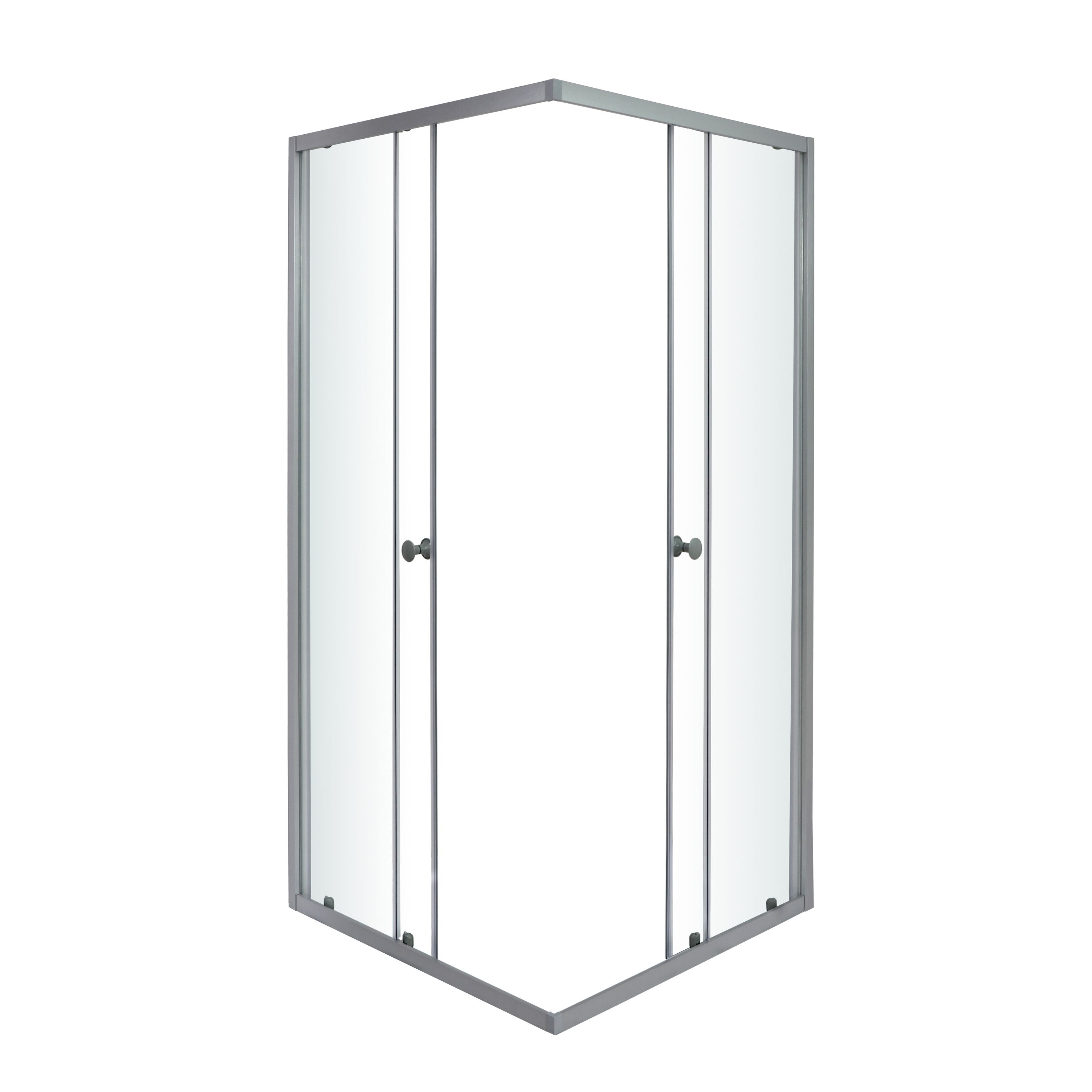 Arkell Framed Clear glass Silver effect Square Shower enclosure - Corner entry double sliding door (W)80cm (D)80cm