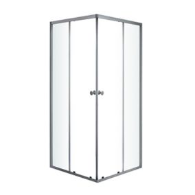 Arkell Square grey frame Square Shower enclosure with Corner entry double sliding door (W)800mm (D)800mm