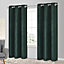 Arntzen Dark green Plain woven Lined Eyelet Curtain (W)117cm (L)137cm, Pair