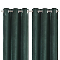 Arntzen Dark green Plain woven Lined Eyelet Curtain (W)167cm (L)228cm, Pair