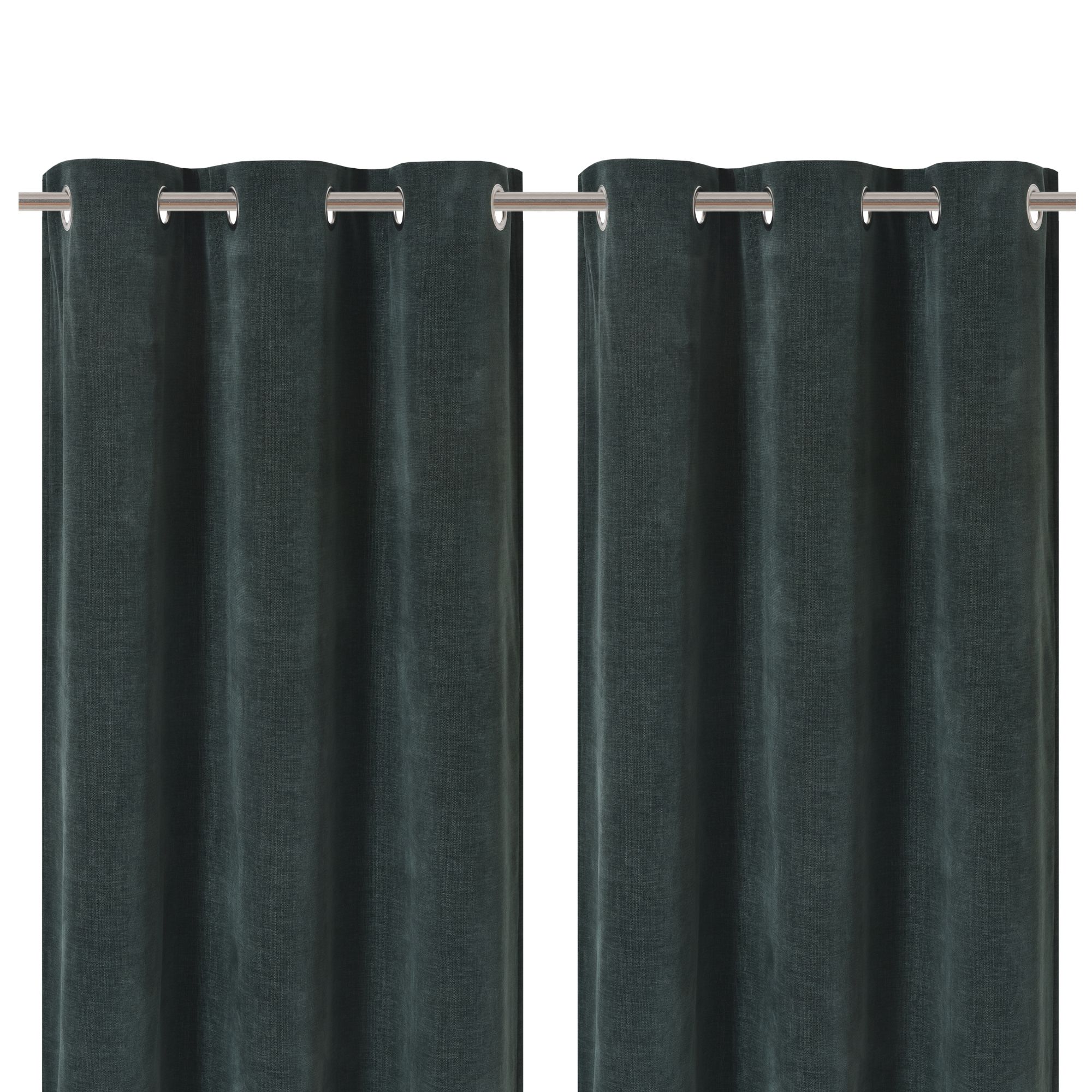 Arntzen Dark green Plain woven Lined Eyelet Curtain (W)228cm (L)228cm, Pair