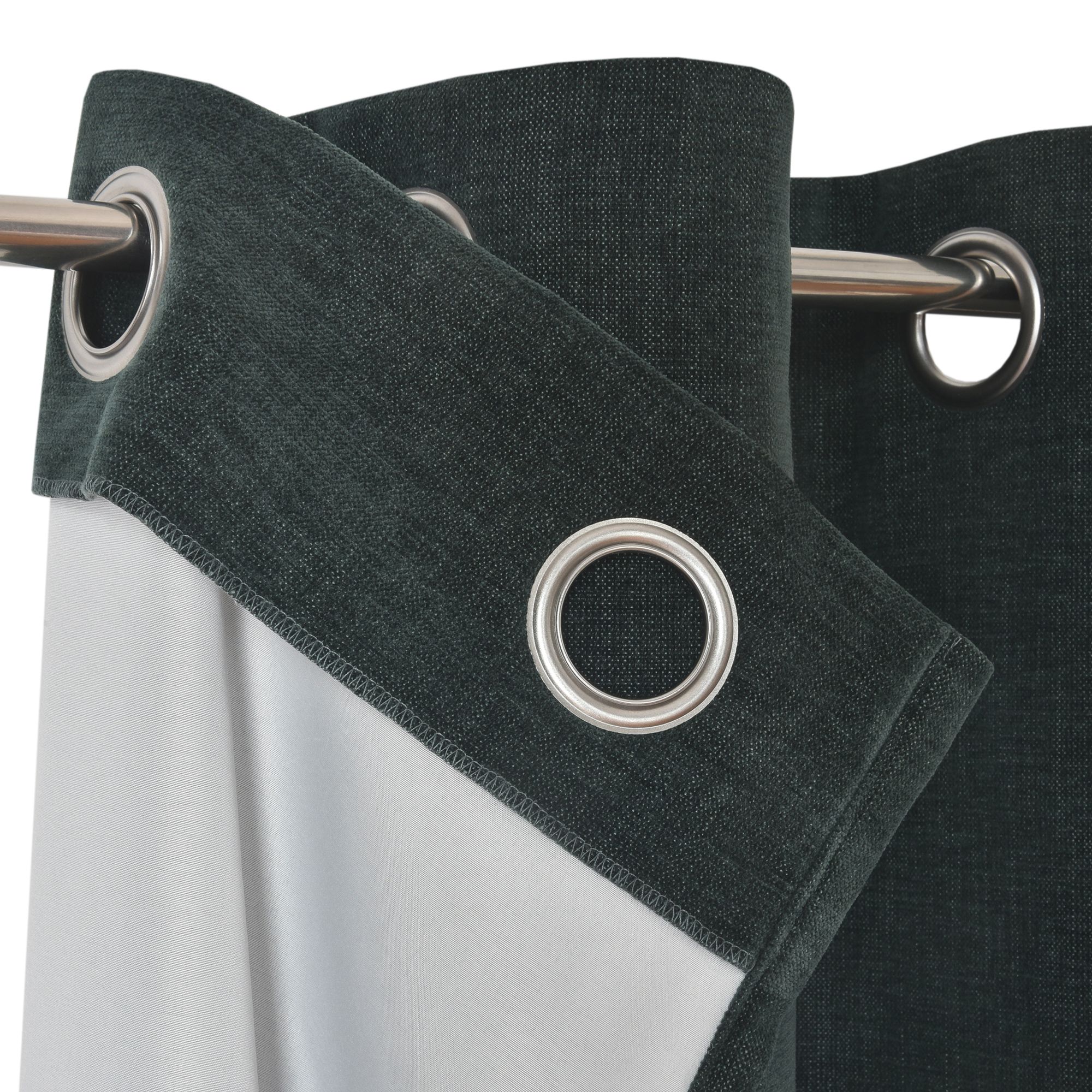 Arntzen Dark green Plain woven Lined Eyelet Curtain (W)228cm (L)228cm, Pair