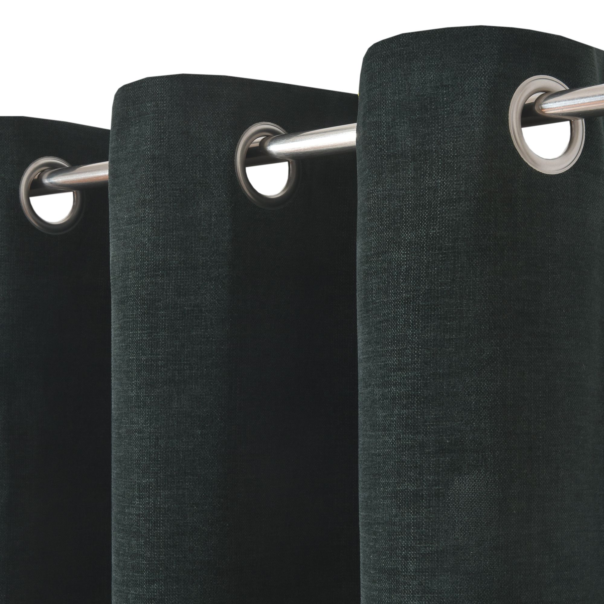 Arntzen Dark green Plain woven Lined Eyelet Curtain (W)228cm (L)228cm, Pair