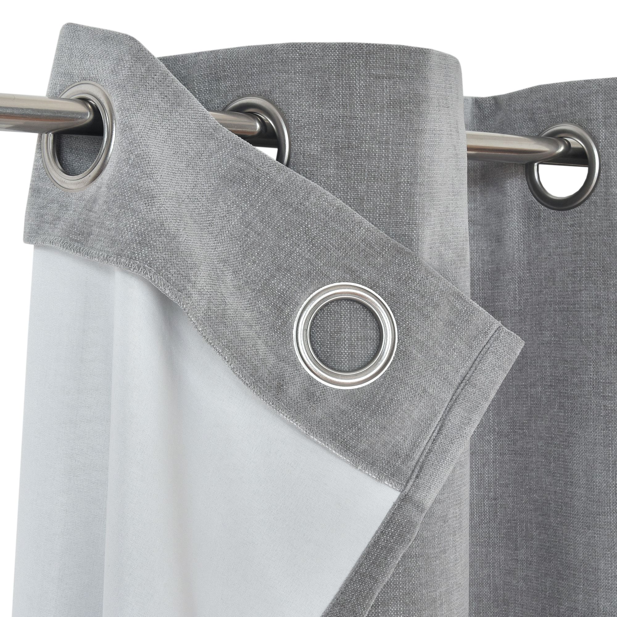 Arntzen Grey Plain woven Lined Eyelet Curtain (W)167cm (L)183cm, Pair