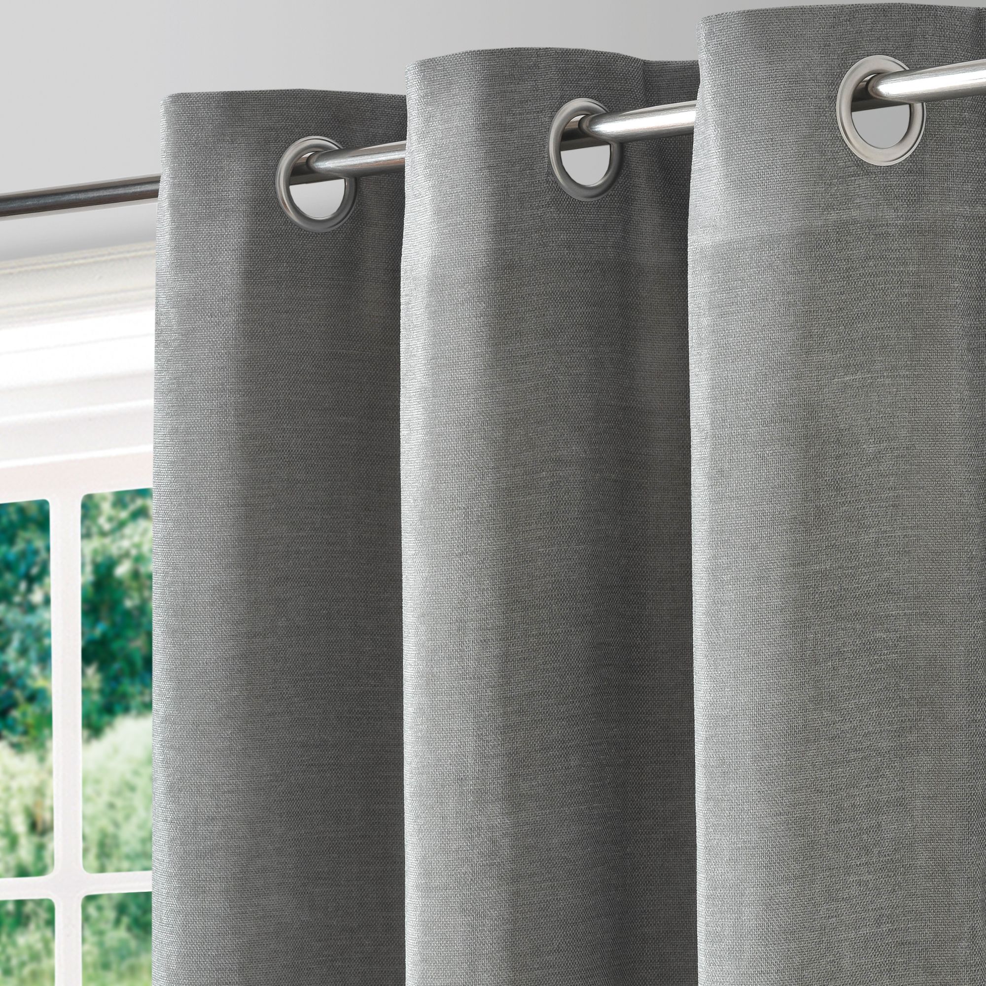 Arntzen Grey Plain woven Lined Eyelet Curtain (W)167cm (L)228cm, Pair