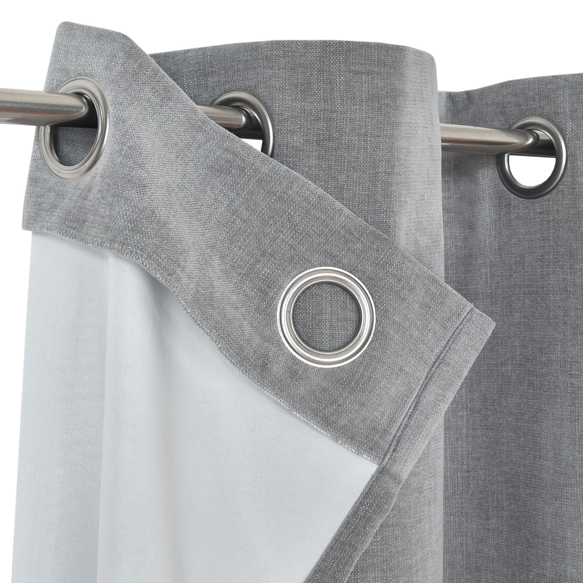 Arntzen Grey Plain woven Lined Eyelet Curtain (W)167cm (L)228cm, Pair