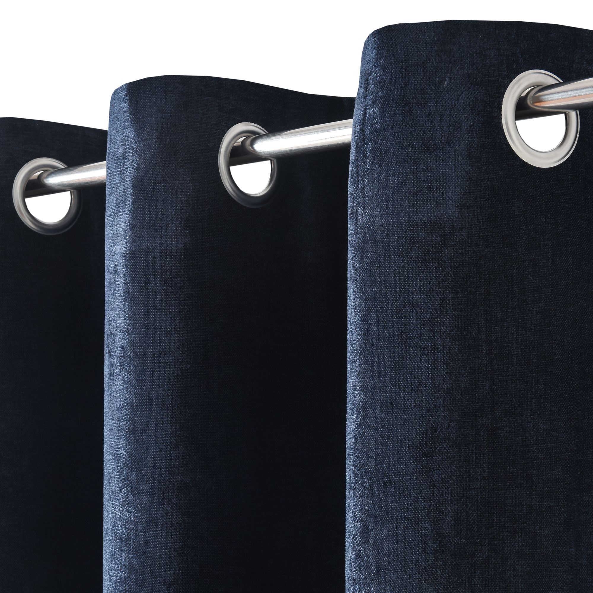 Arntzen Navy Plain woven Lined Eyelet Curtain (W)228cm (L)228cm, Pair