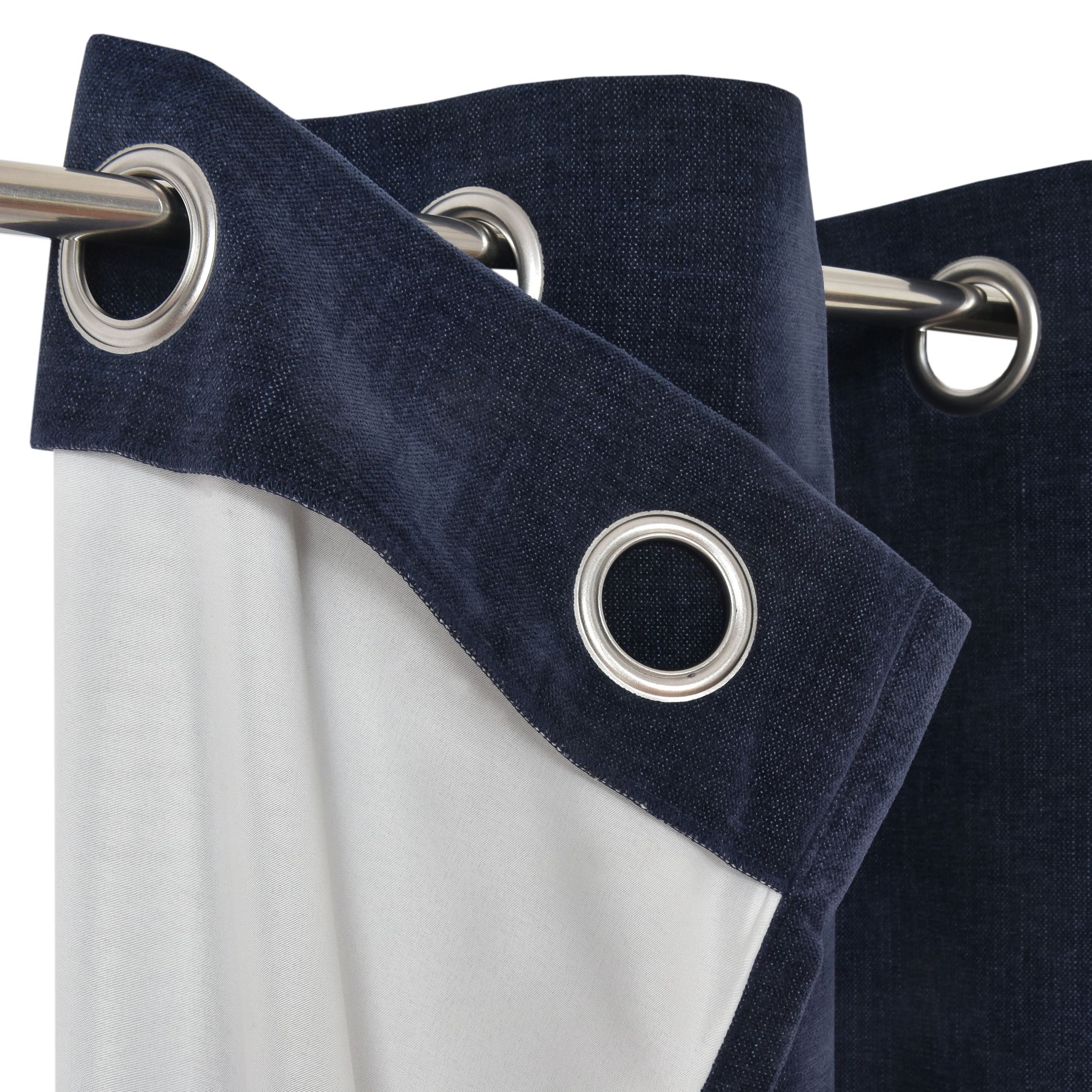 Arntzen Navy Plain woven Lined Eyelet Curtain (W)228cm (L)228cm, Pair