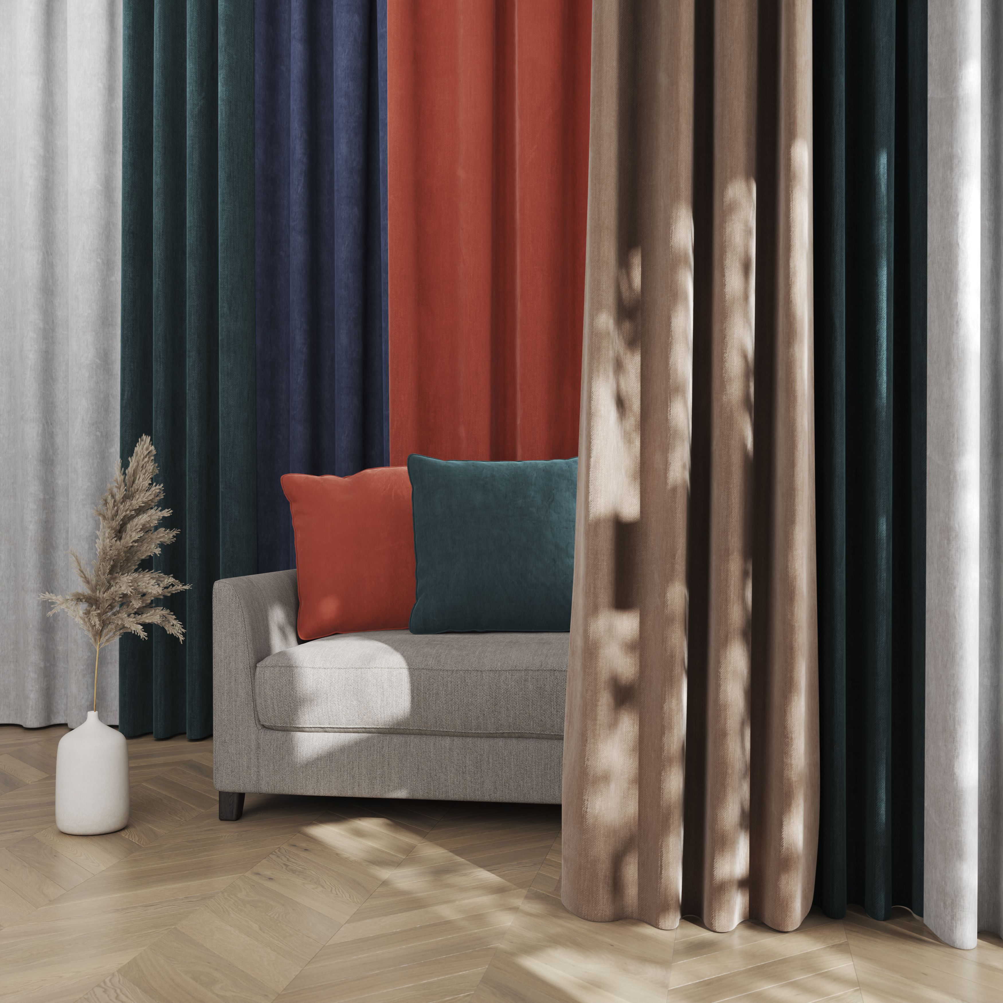 Arntzen Taupe Plain woven Lined Eyelet Curtain (W)228cm (L)228cm, Pair