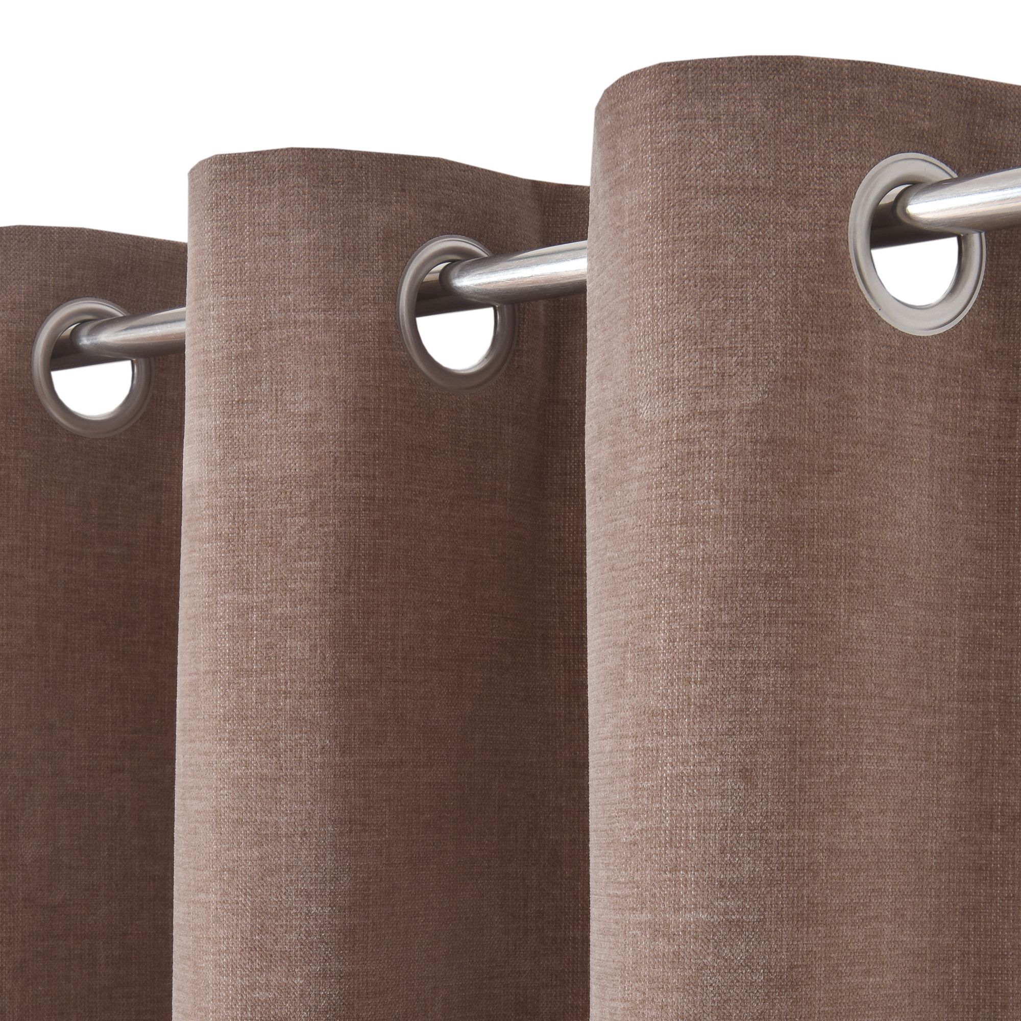 Arntzen Taupe Plain woven Lined Eyelet Curtain (W)228cm (L)228cm, Pair