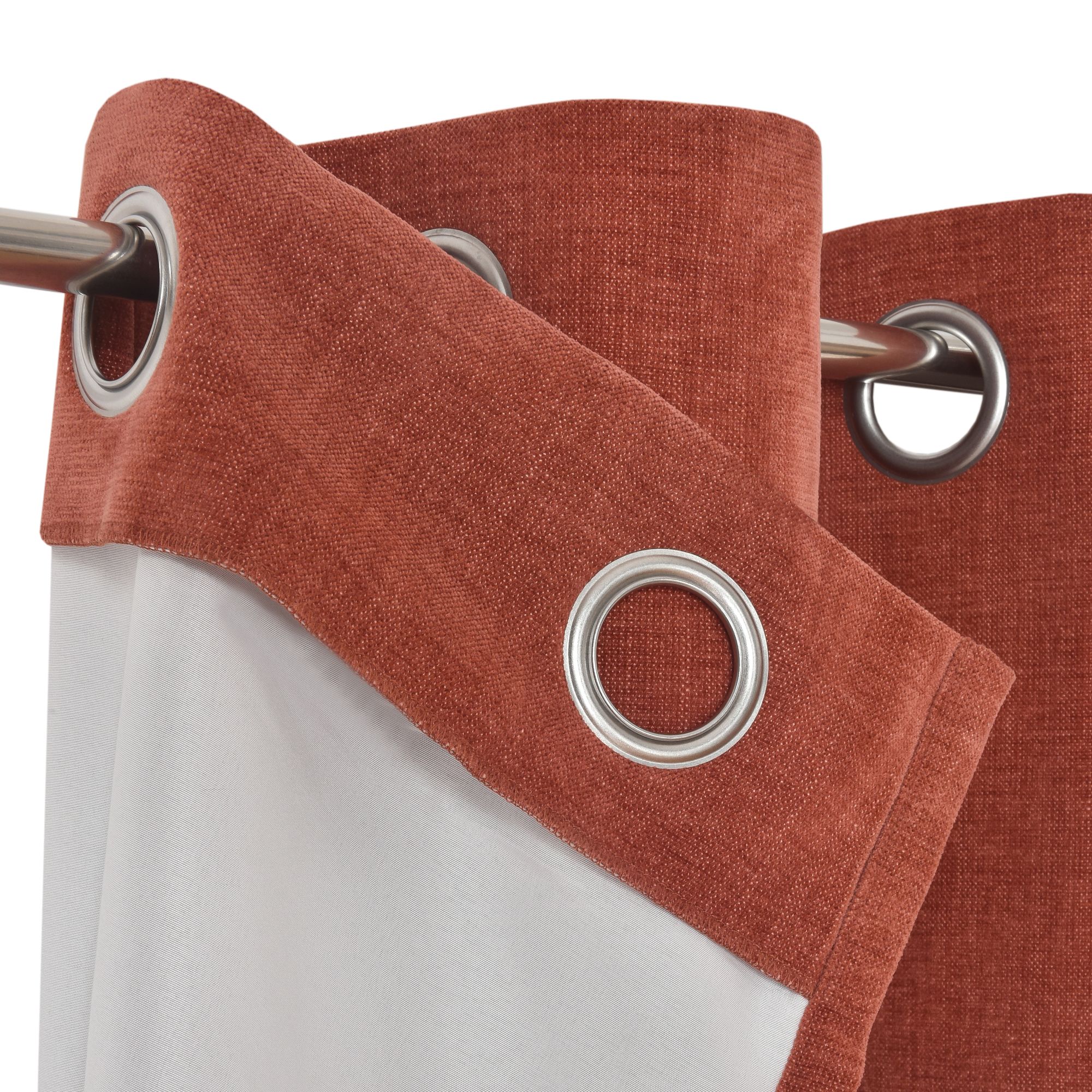 Arntzen Terracotta Plain woven Lined Eyelet Curtain (W)167cm (L)228cm, Pair