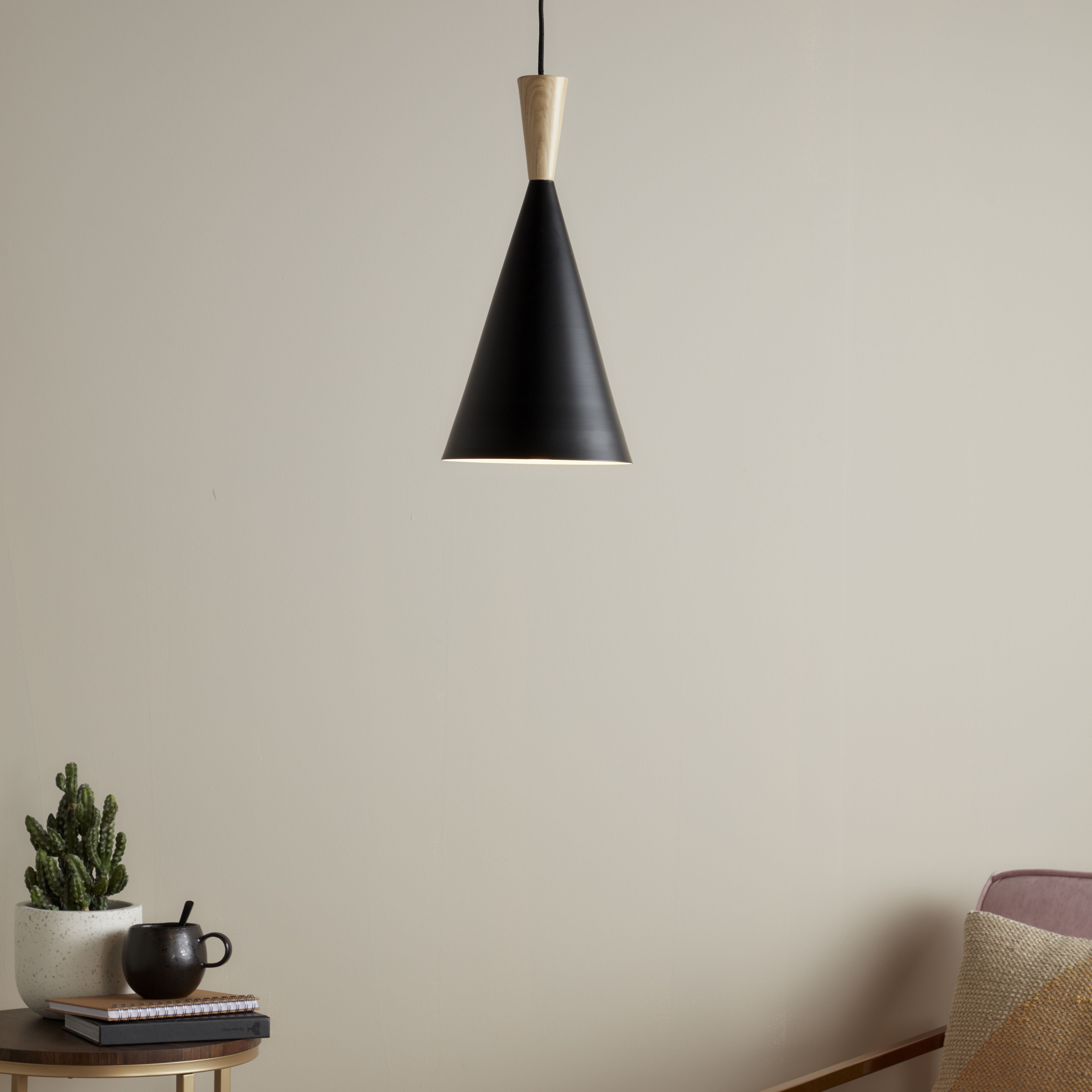 Wood effect pendant deals light