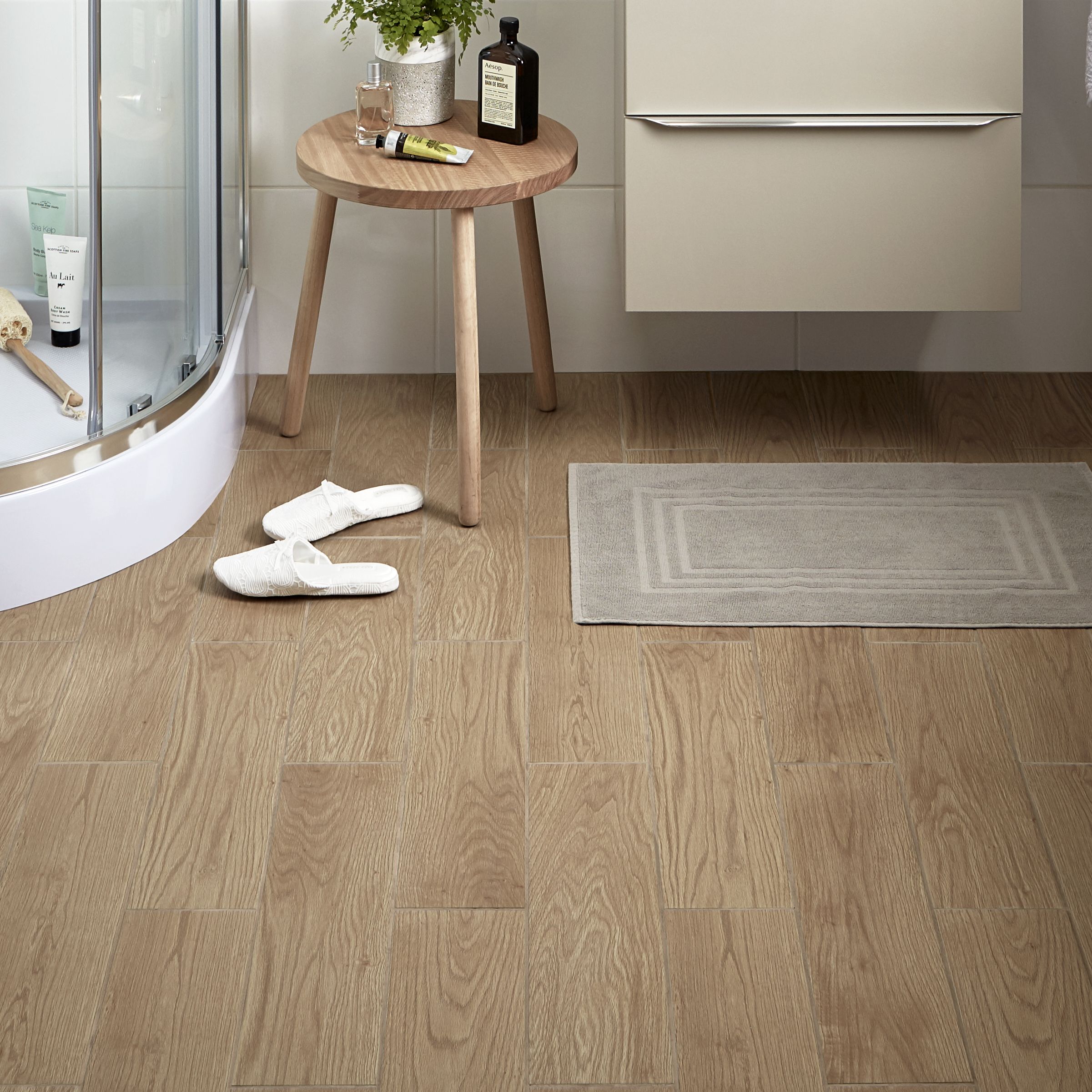 Arrezo Beige Matt Wood effect Porcelain Wall floor Tile Pack of