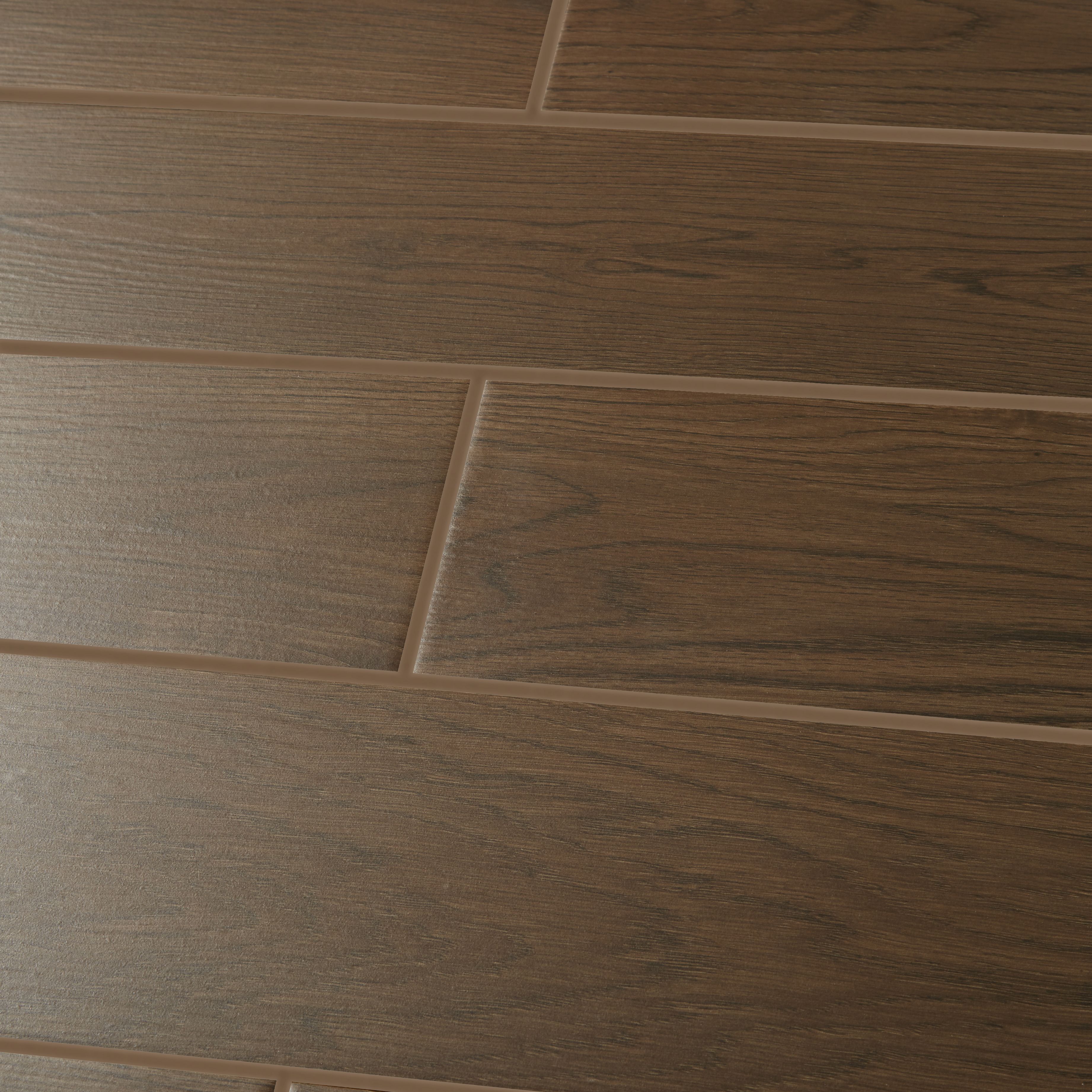 Arrezo Brown Matt Wood effect Porcelain Wall & floor Tile, Pack of 14, (L)600mm (W)150mm