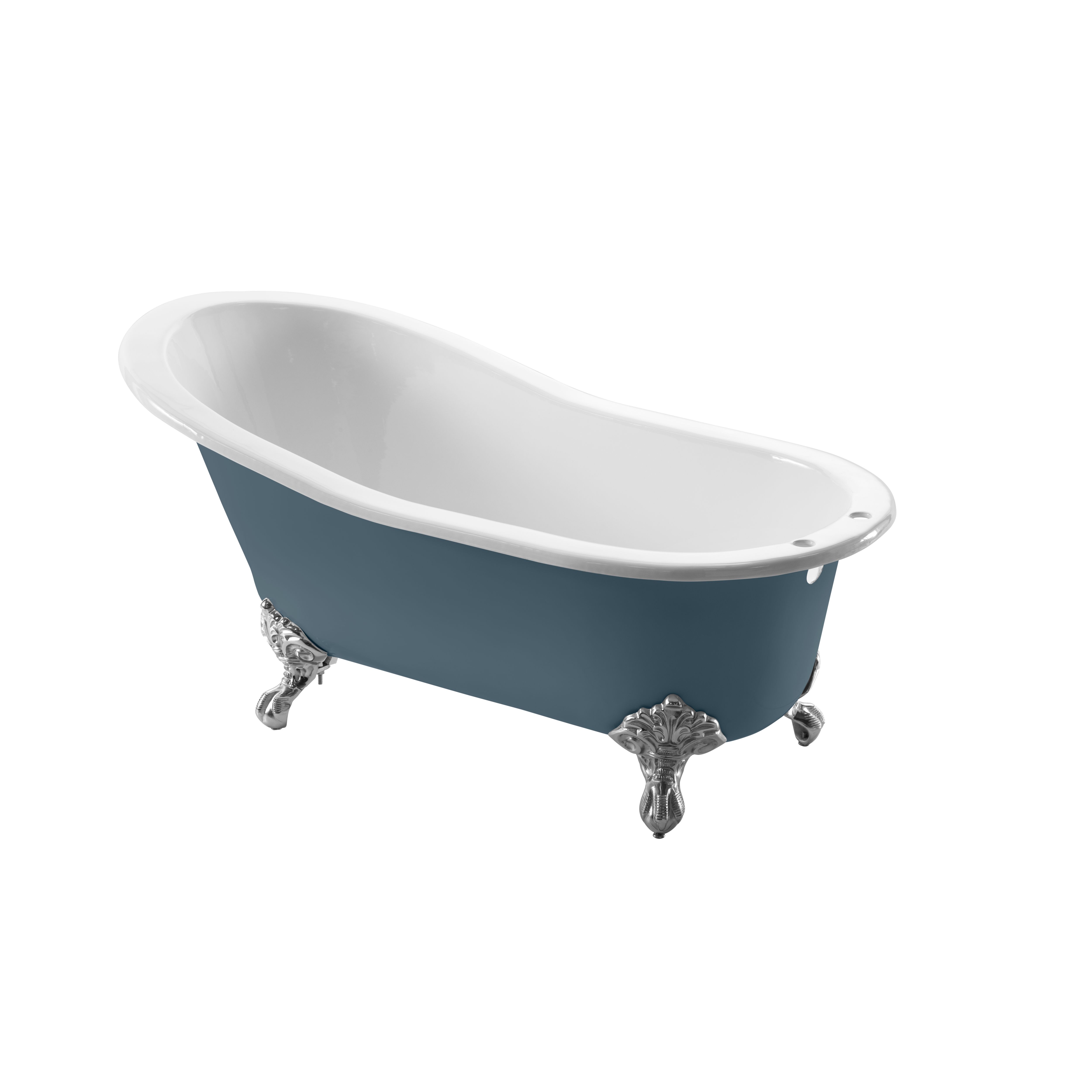Arroll Bordeaux Gloss Blue Slipper Single ended Bath (L)1700mm (W)780mm