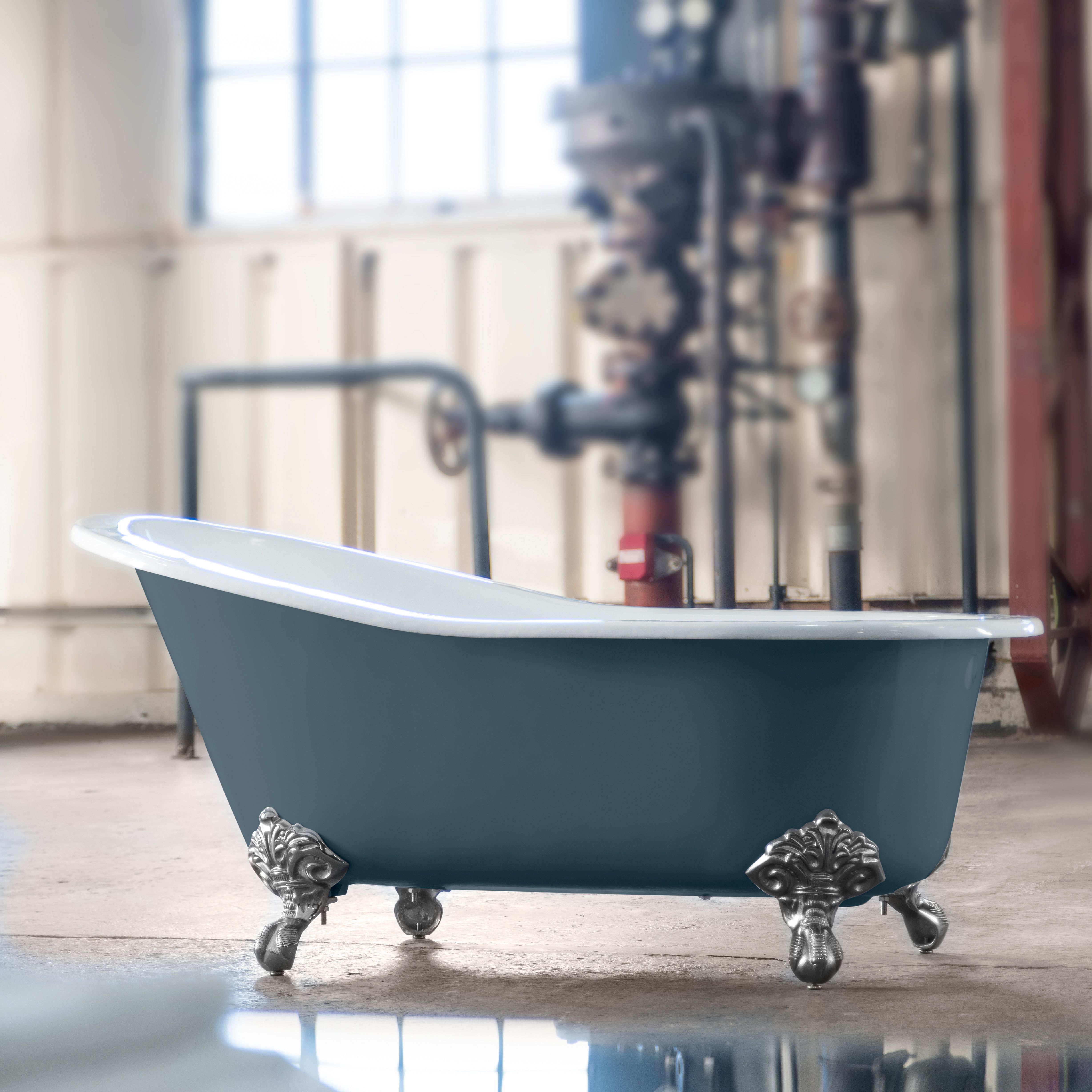 Arroll Bordeaux Gloss Blue Slipper Single ended Bath (L)1700mm (W)780mm
