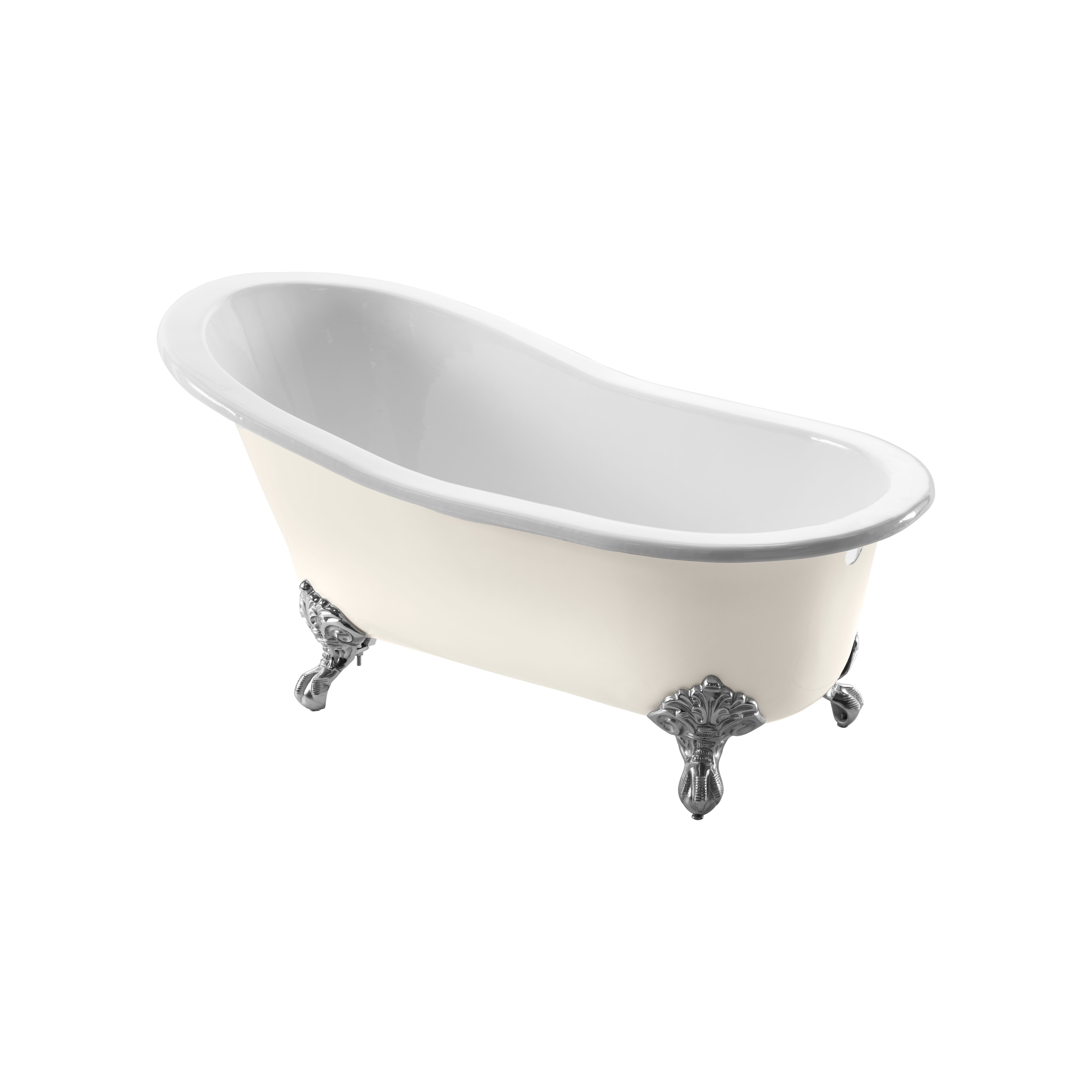 Arroll Bordeaux Gloss White Slipper Single ended Bath (L)1700mm (W)780mm