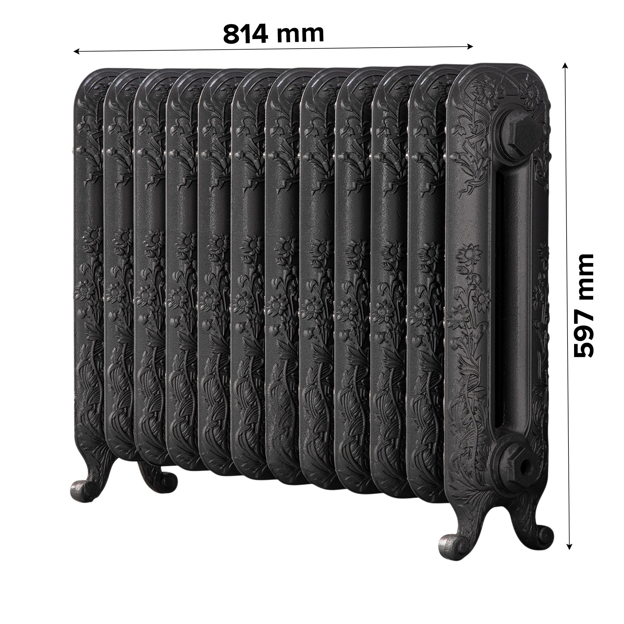 Arroll Daisy Cast iron Grey 12 Column Radiator, (W)814mm x (H)597mm